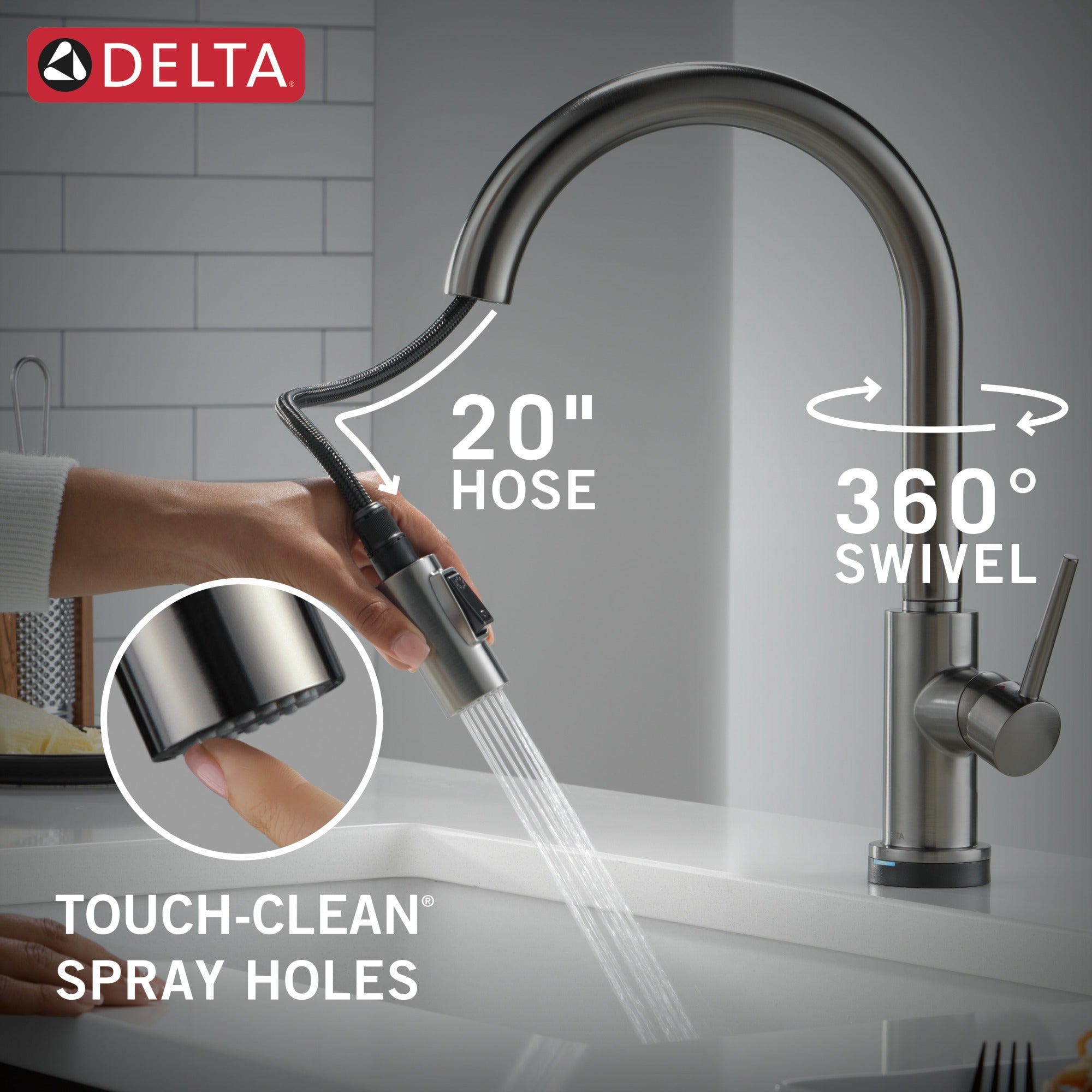 Delta Trinsic® VoiceIQ® Kitchen Faucet with Touch<sub>2</sub>O® Technology with Touchless Technology