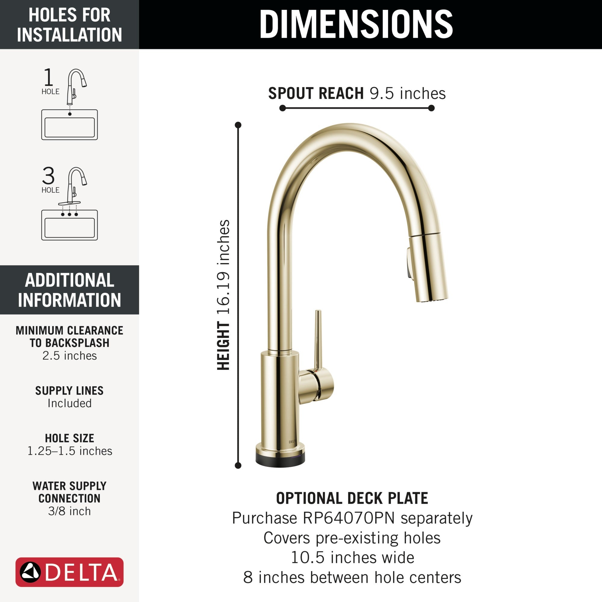 Delta Trinsic® VoiceIQ® Kitchen Faucet with Touch<sub>2</sub>O® Technology with Touchless Technology