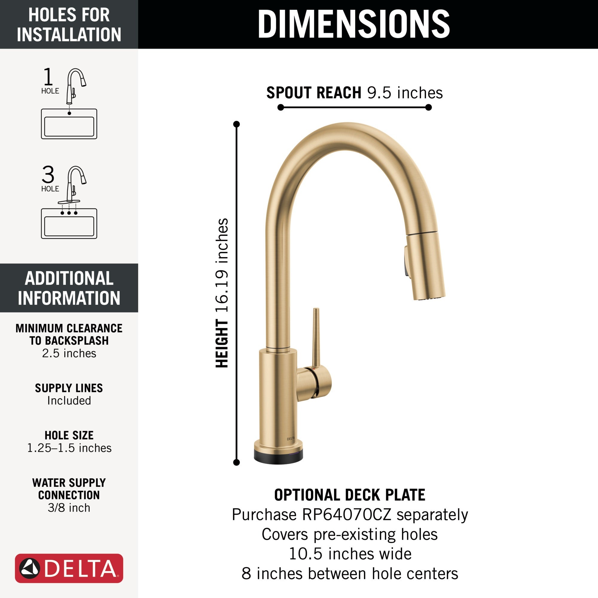Delta Trinsic® VoiceIQ® Single-Handle Pull-Down Kitchen Faucet with Touch<sub>2</sub>O® Technology