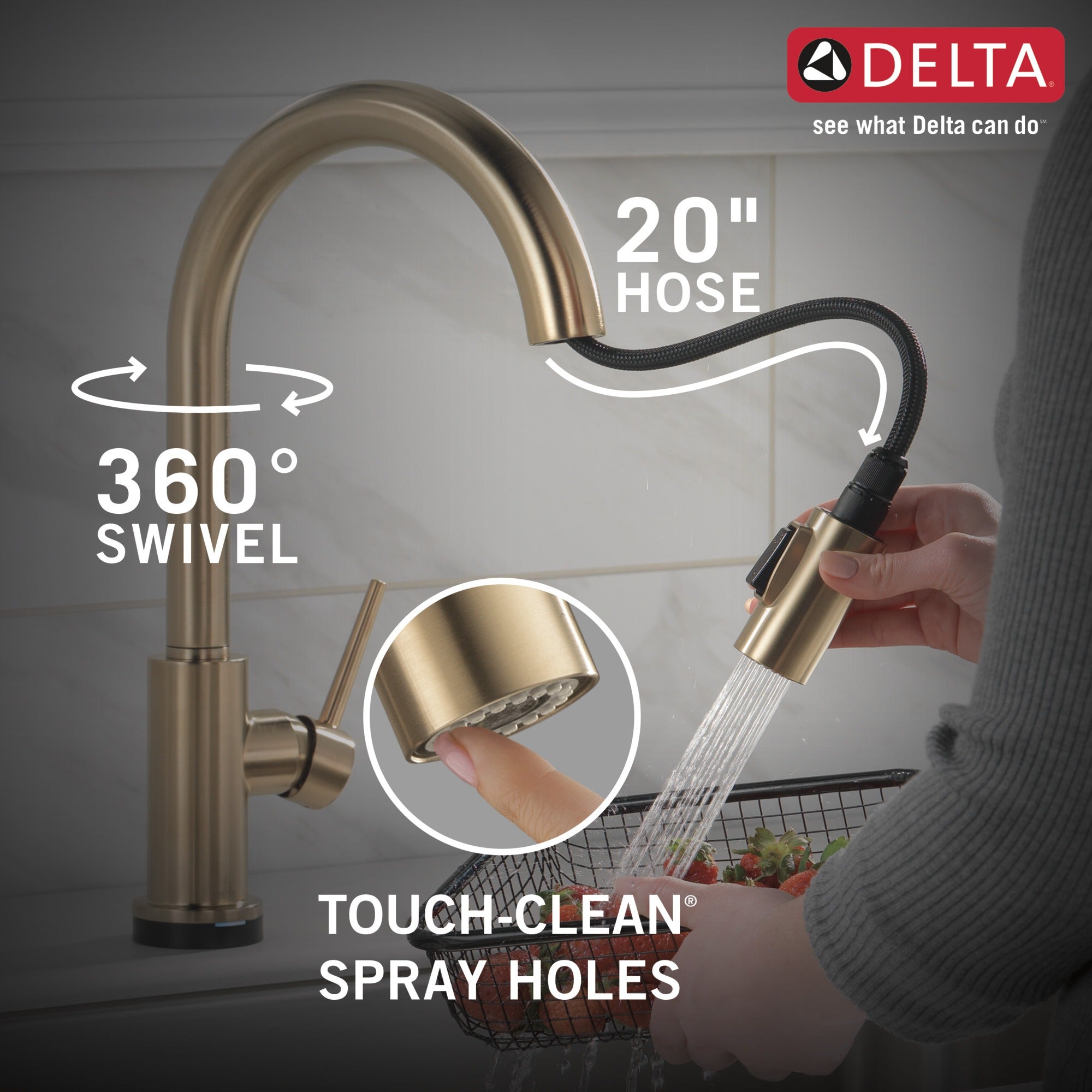 Delta Trinsic® VoiceIQ® Single-Handle Pull-Down Kitchen Faucet with Touch<sub>2</sub>O® Technology