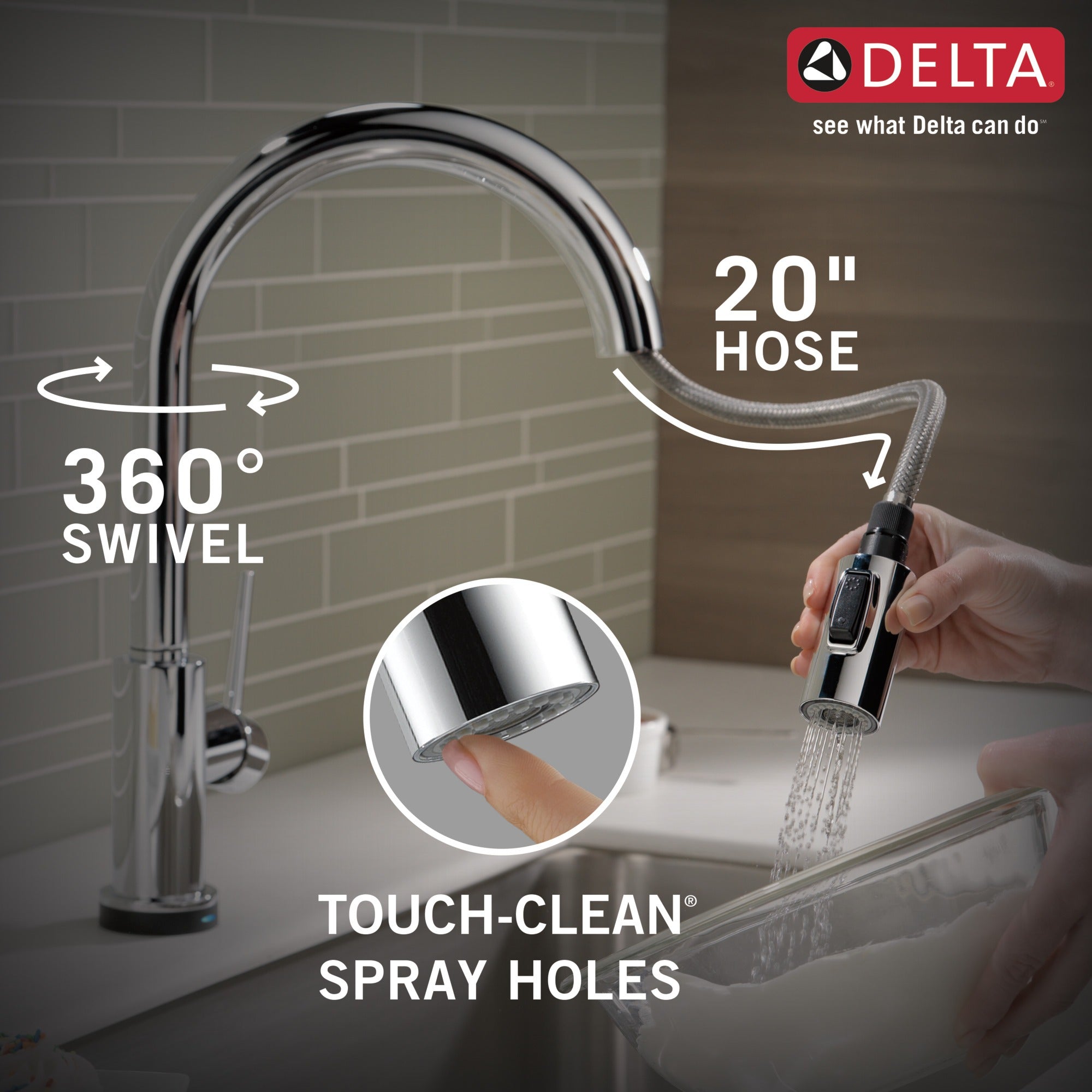 Delta Trinsic® VoiceIQ® Single-Handle Pull-Down Kitchen Faucet with Touch<sub>2</sub>O® Technology