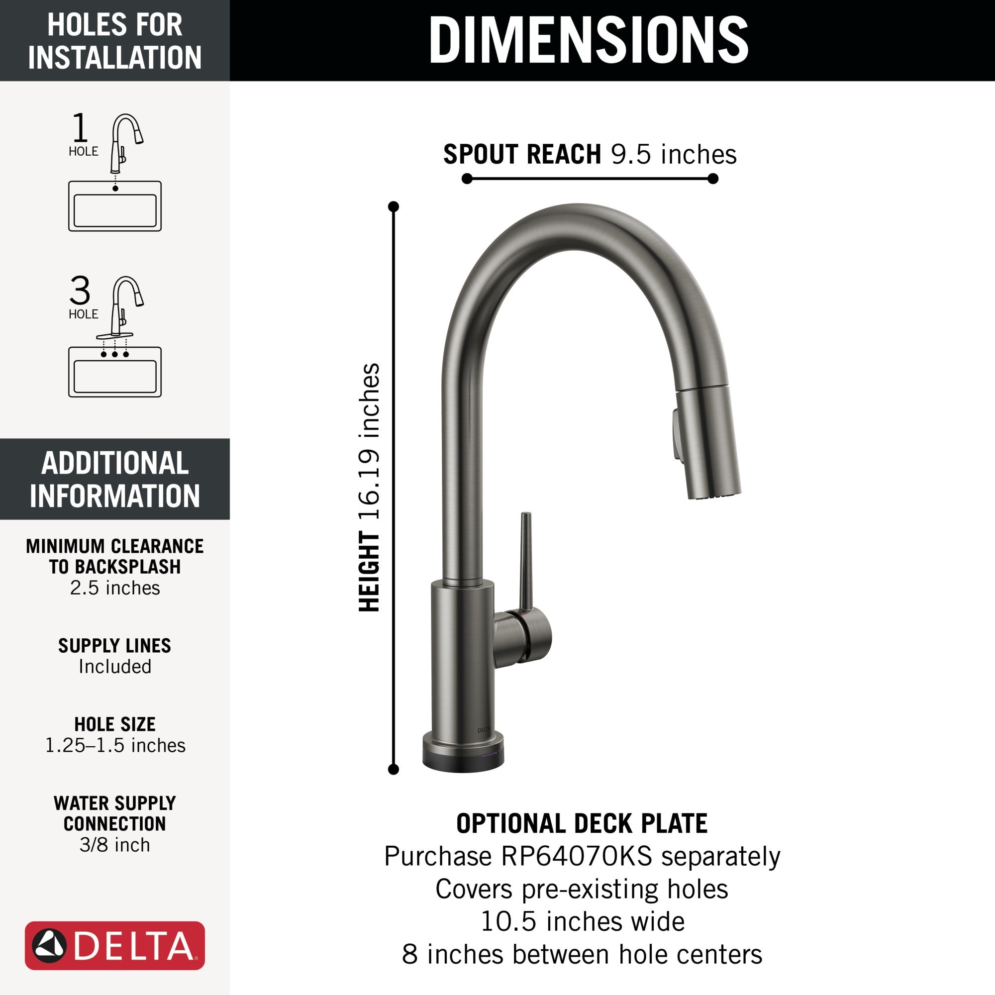 Delta Trinsic® VoiceIQ® Single-Handle Pull-Down Kitchen Faucet with Touch<sub>2</sub>O® Technology Technology