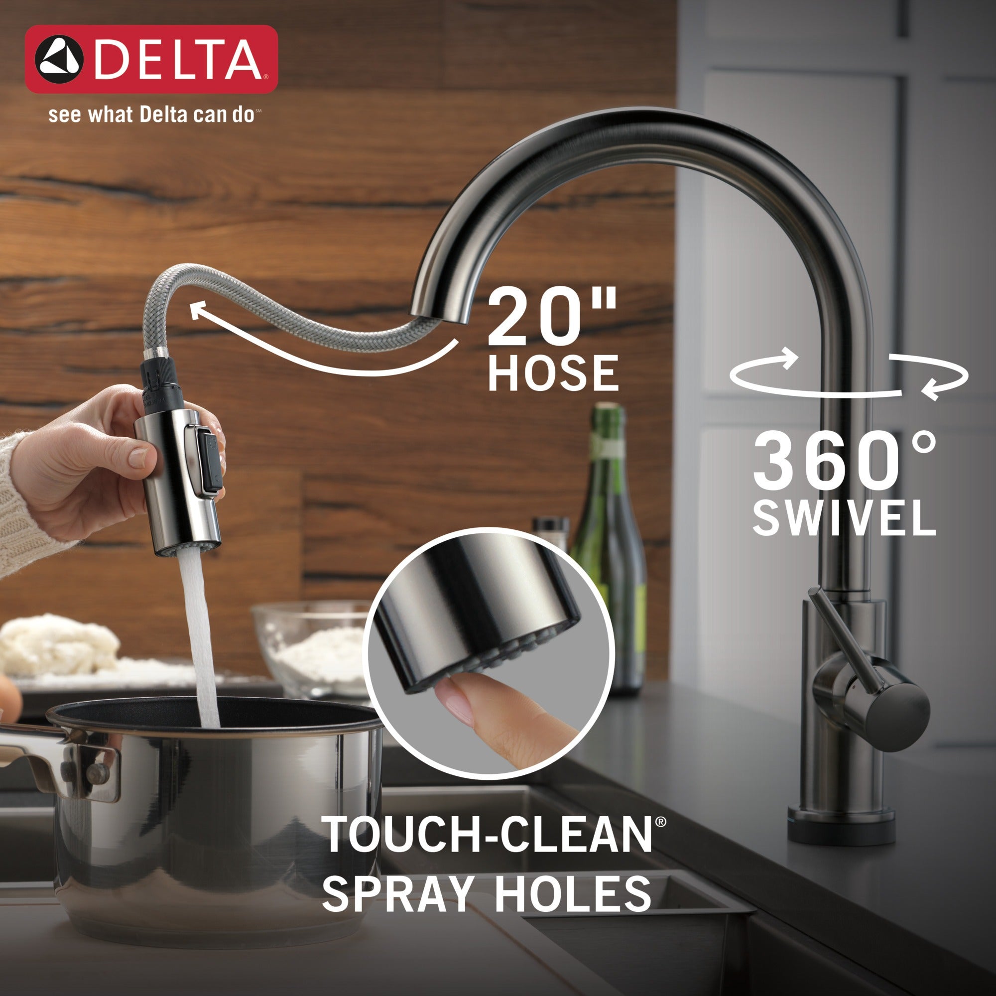 Delta Trinsic® VoiceIQ® Single-Handle Pull-Down Kitchen Faucet with Touch<sub>2</sub>O® Technology Technology