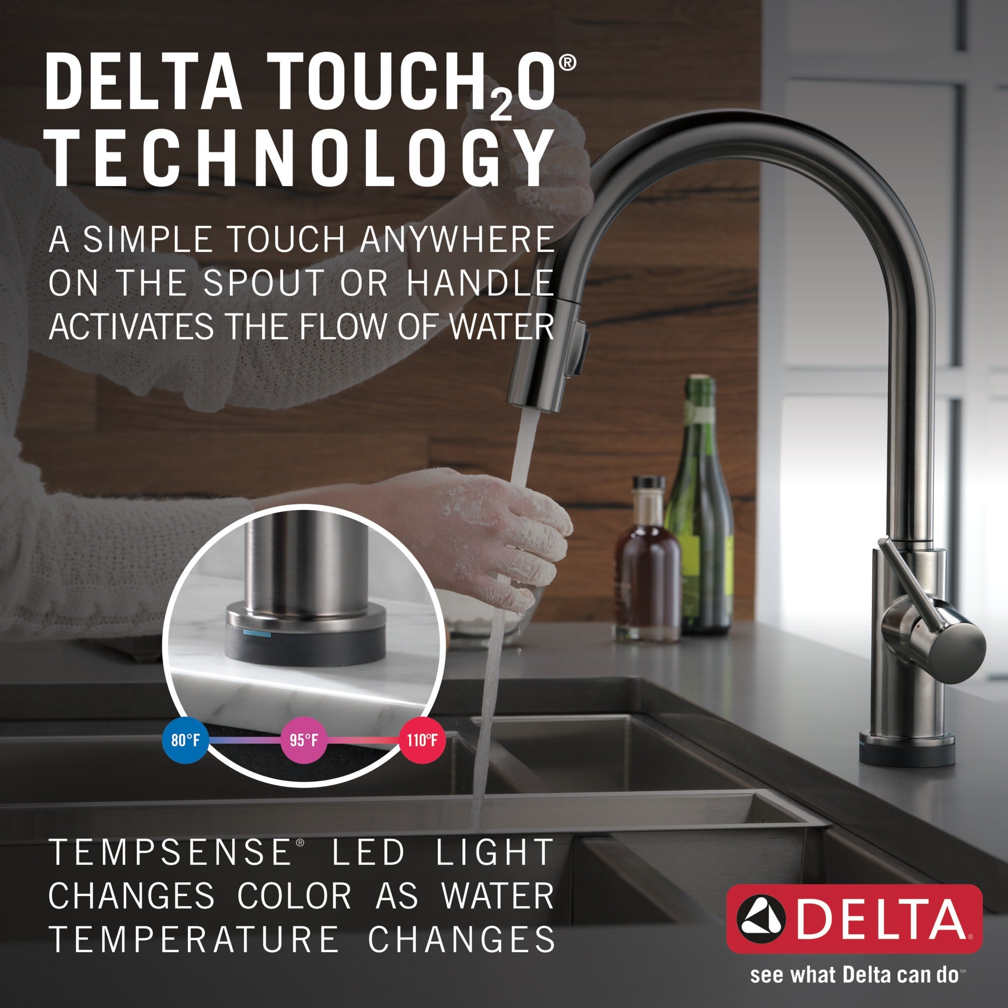 Delta Trinsic® VoiceIQ® Single-Handle Pull-Down Kitchen Faucet with Touch<sub>2</sub>O® Technology Technology