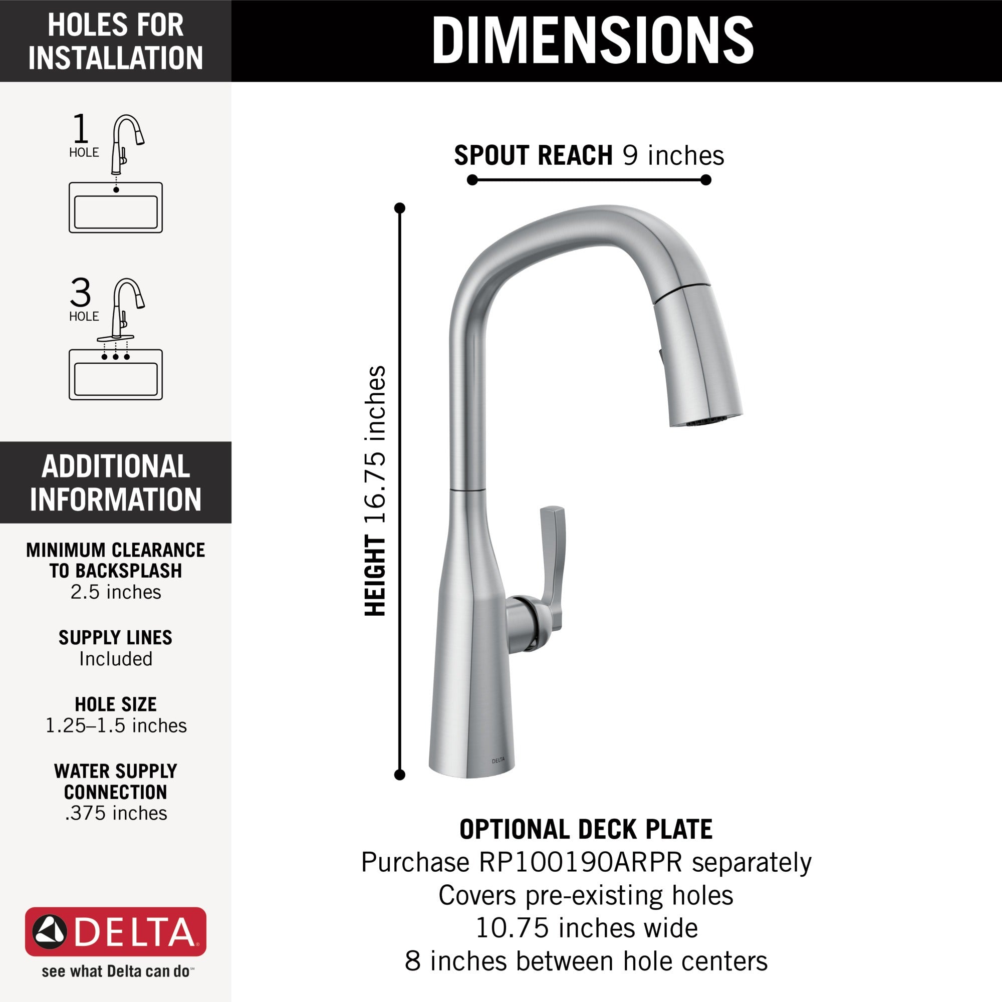 Delta Stryke® Single Handle Pull-Down Kitchen Faucet