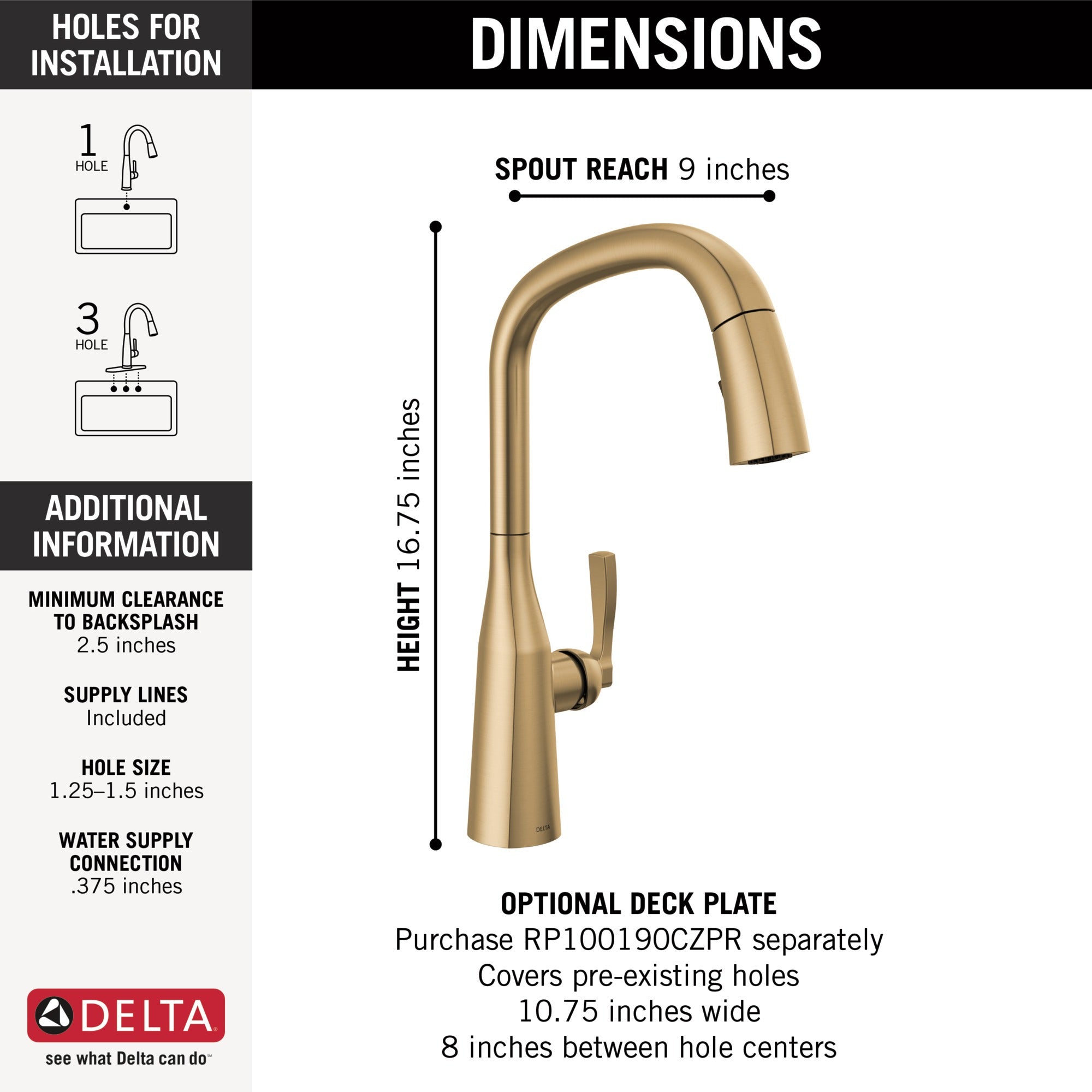 Delta Stryke® Single Handle Pull-Down Kitchen Faucet