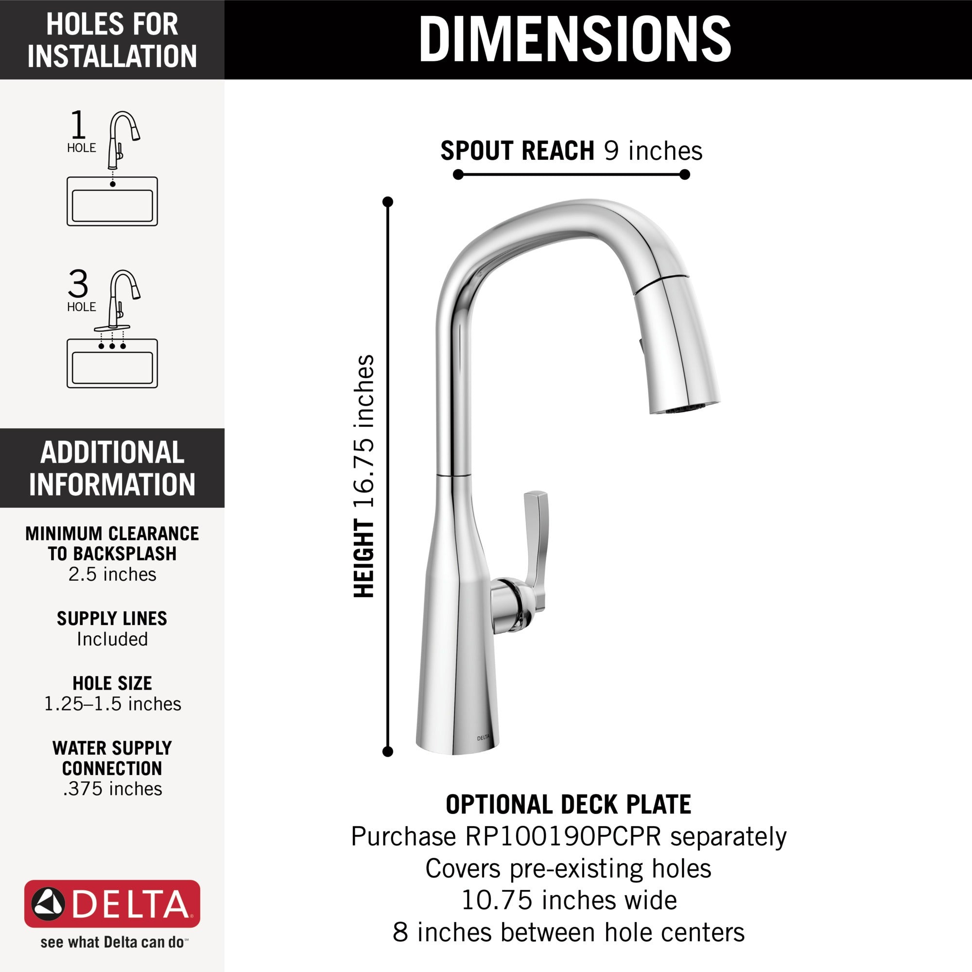 Delta Stryke® Single Handle Pull-Down Kitchen Faucet