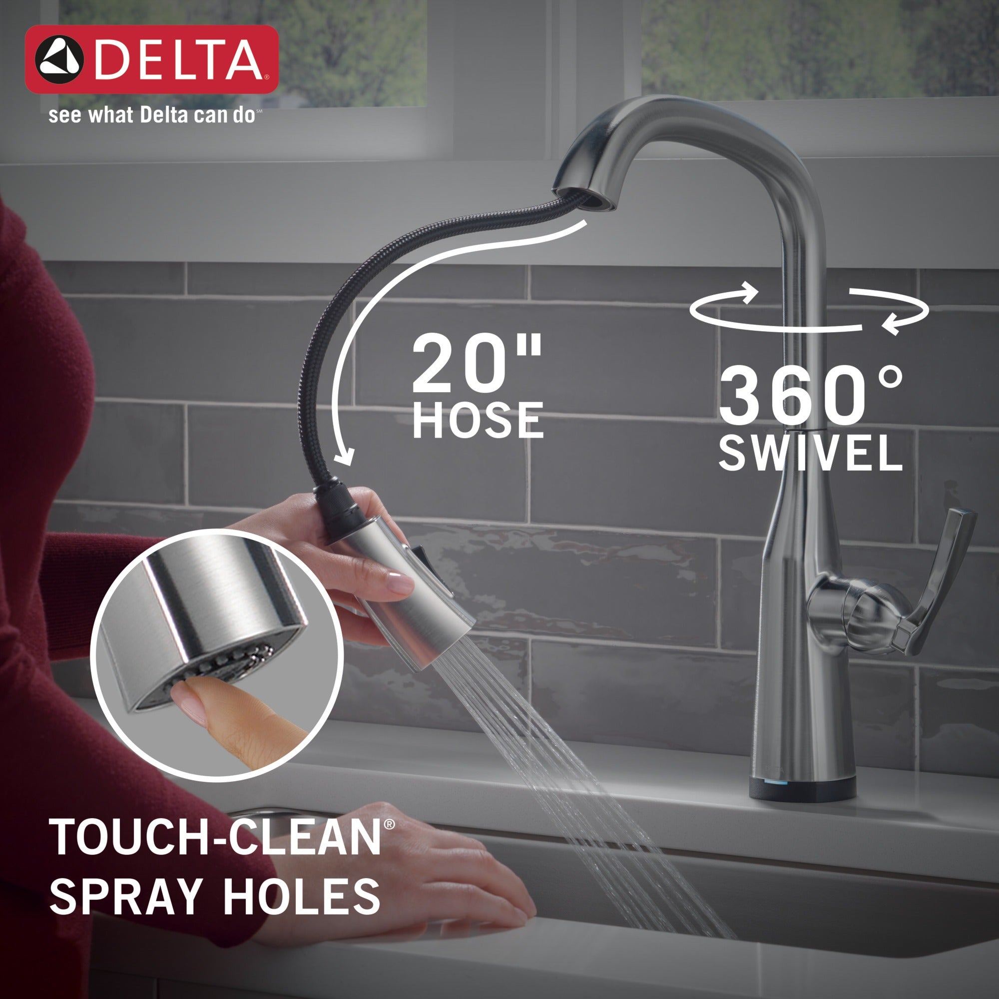 Delta Stryke® Single Handle Pull-Down Kitchen Faucet with Touch<sub>2</sub>O® Technology