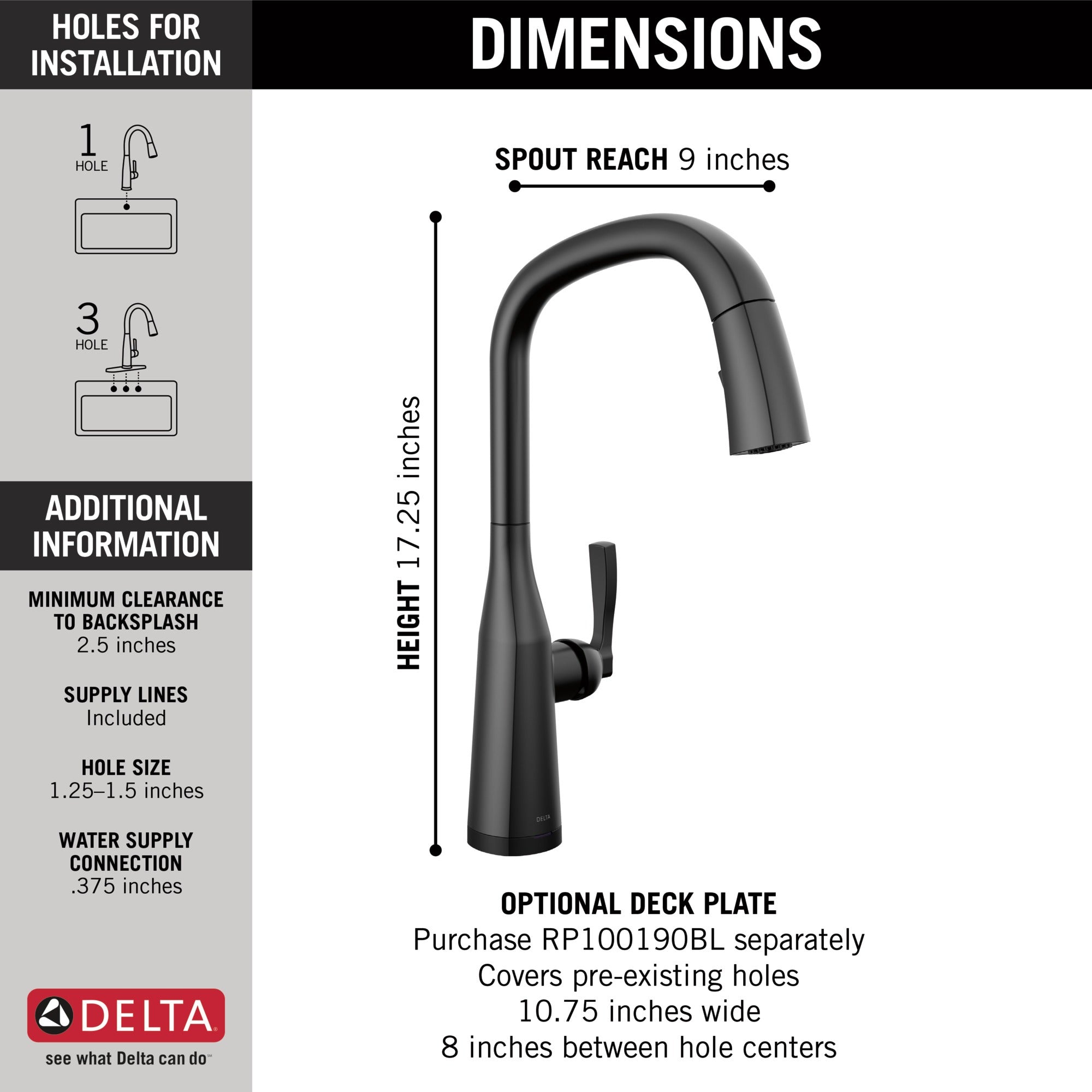 Delta Stryke® Single Handle Pull-Down Kitchen Faucet with Touch<sub>2</sub>O® Technology