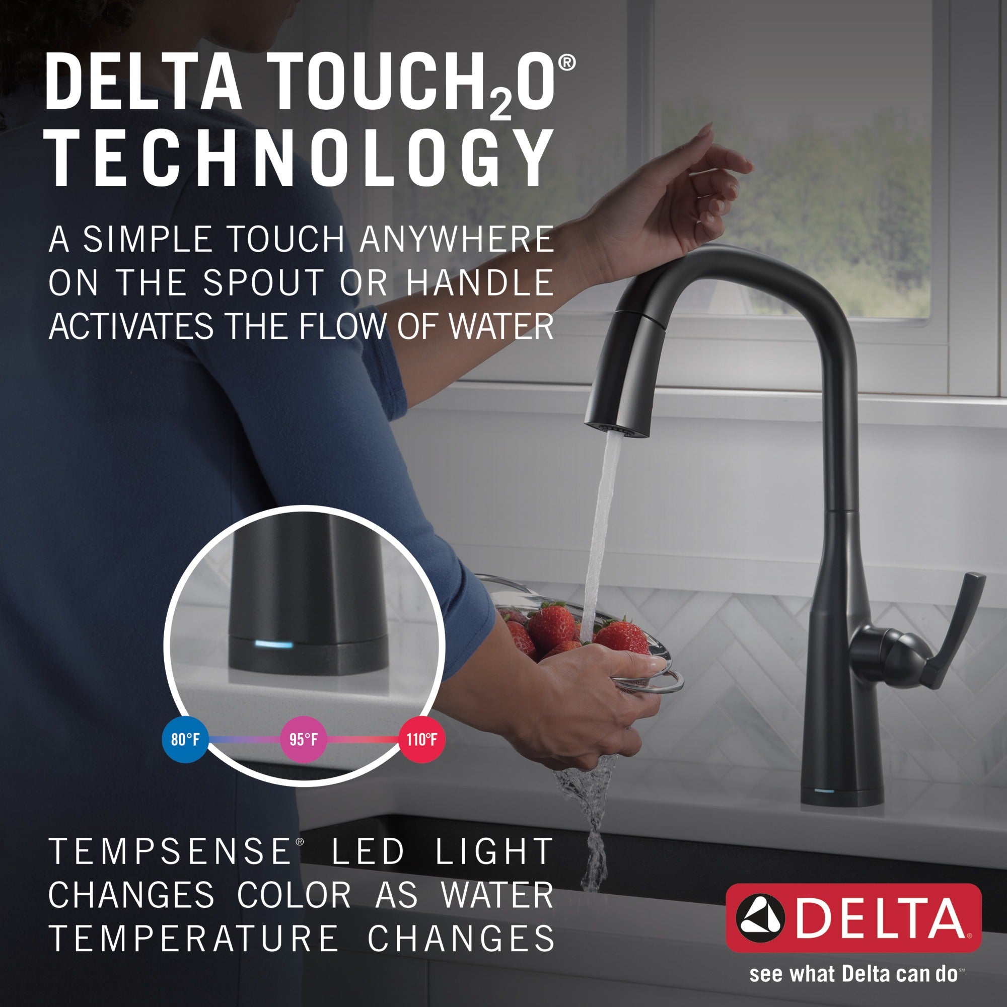 Delta Stryke® Single Handle Pull-Down Kitchen Faucet with Touch<sub>2</sub>O® Technology