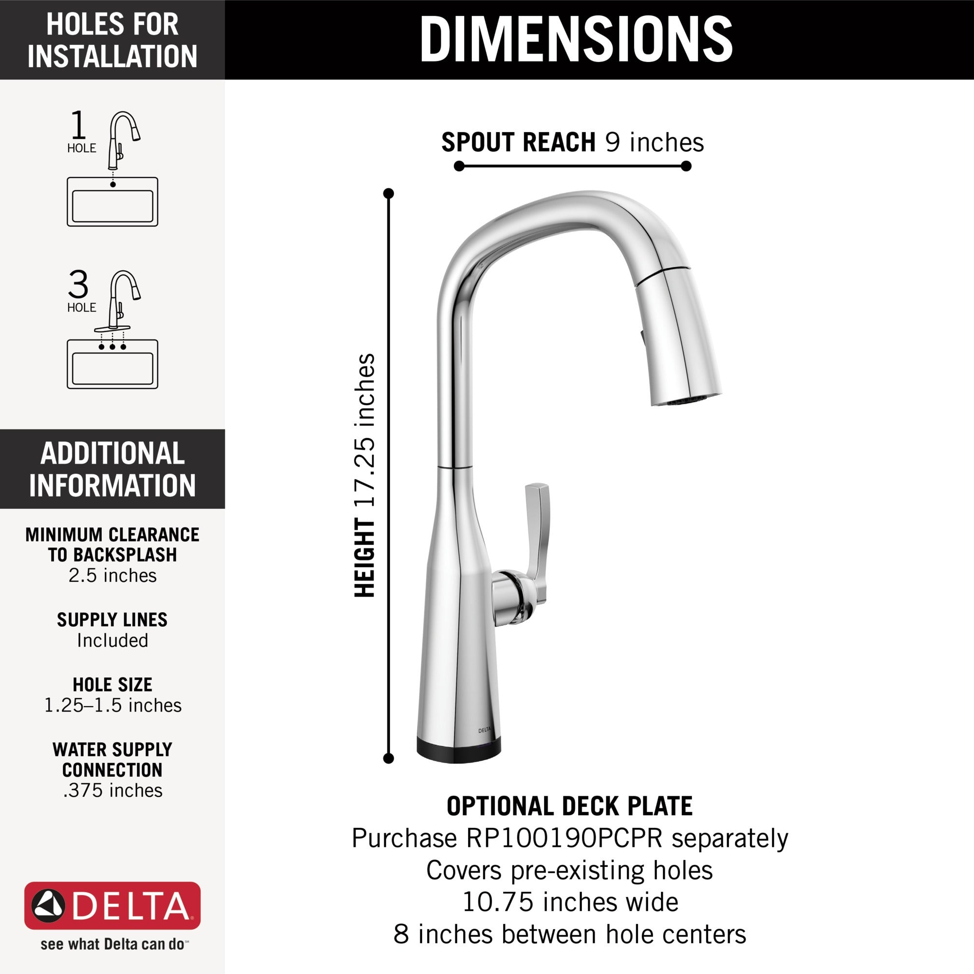 Delta Stryke® Single Handle Pull-Down Kitchen Faucet with Touch<sub>2</sub>O® Technology