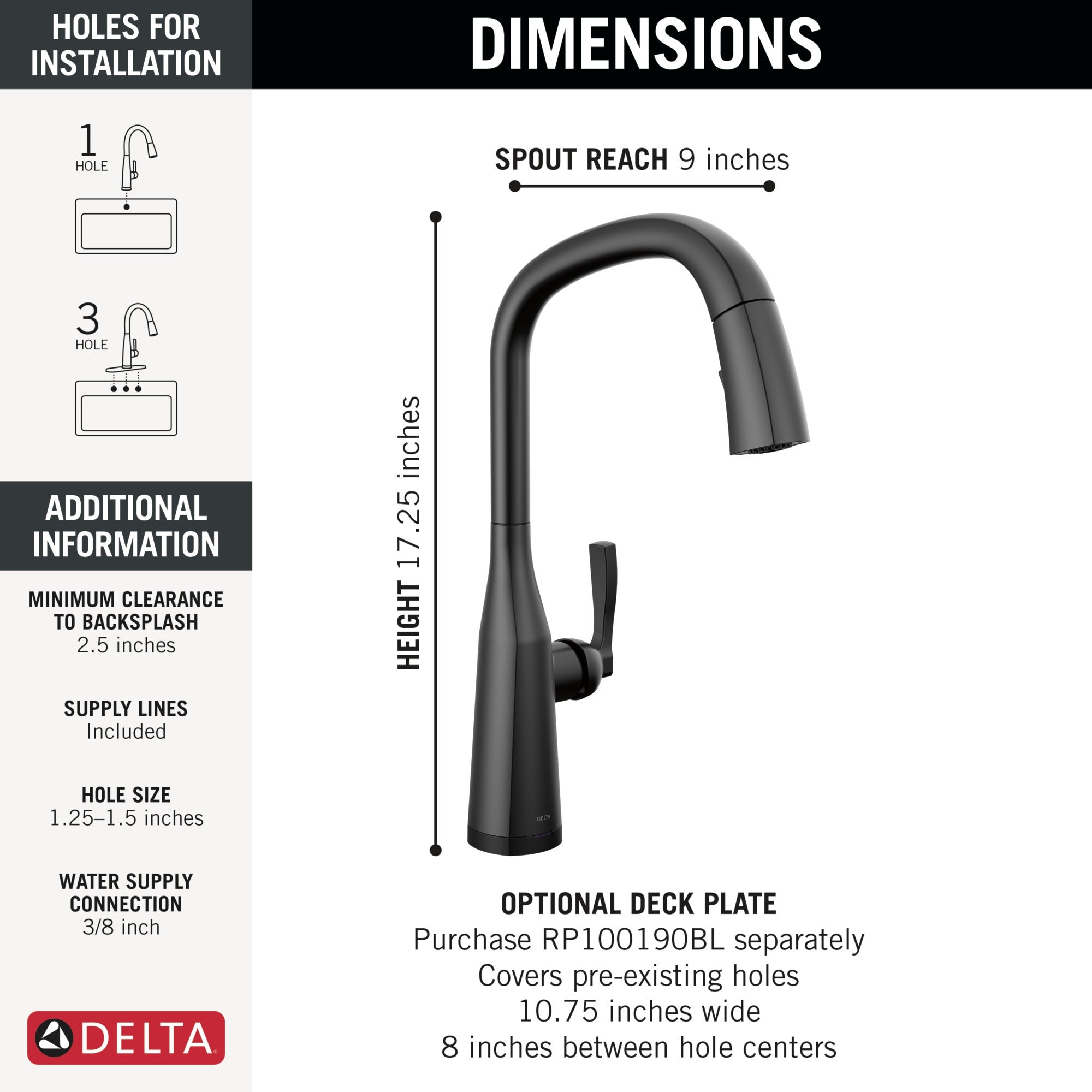 Delta Stryke® Touch<sub>2</sub>O® Technology Kitchen Faucet with Touchless Technology
