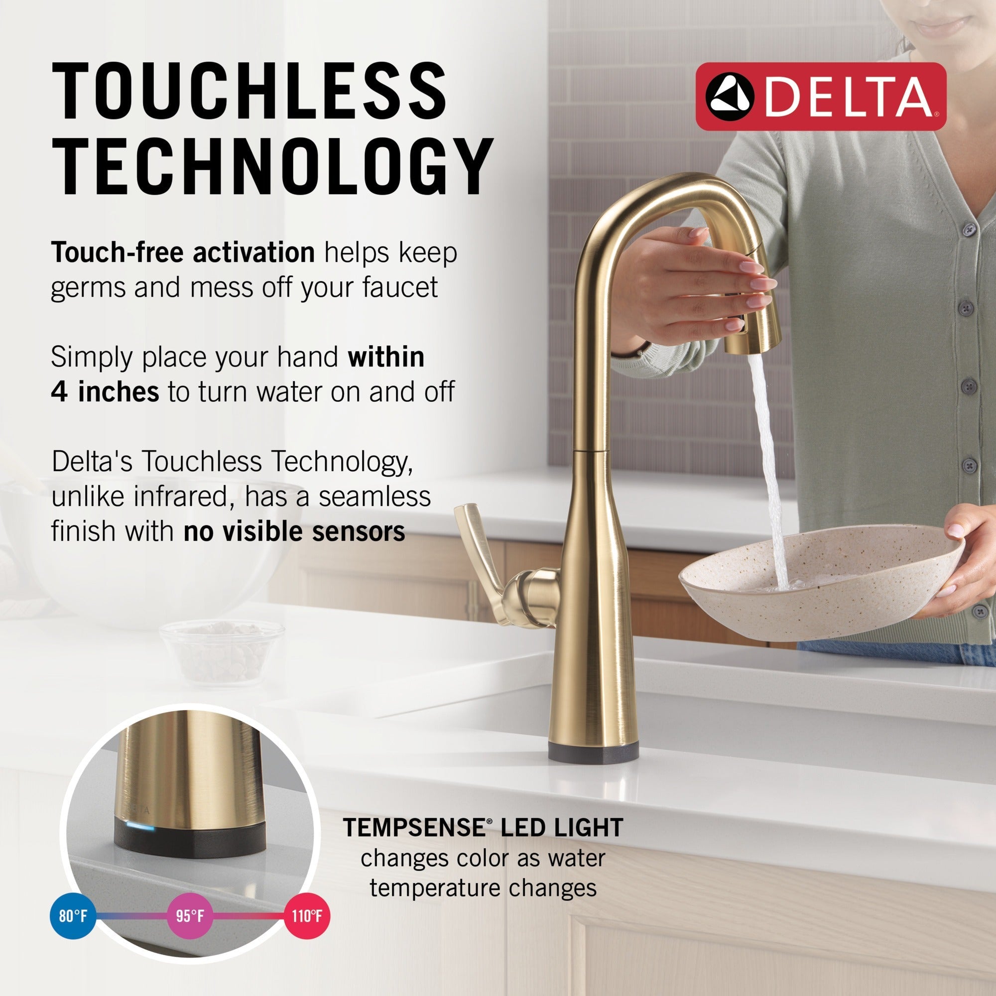 Delta Stryke® Touch<sub>2</sub>O® Technology Kitchen Faucet with Touchless Technology
