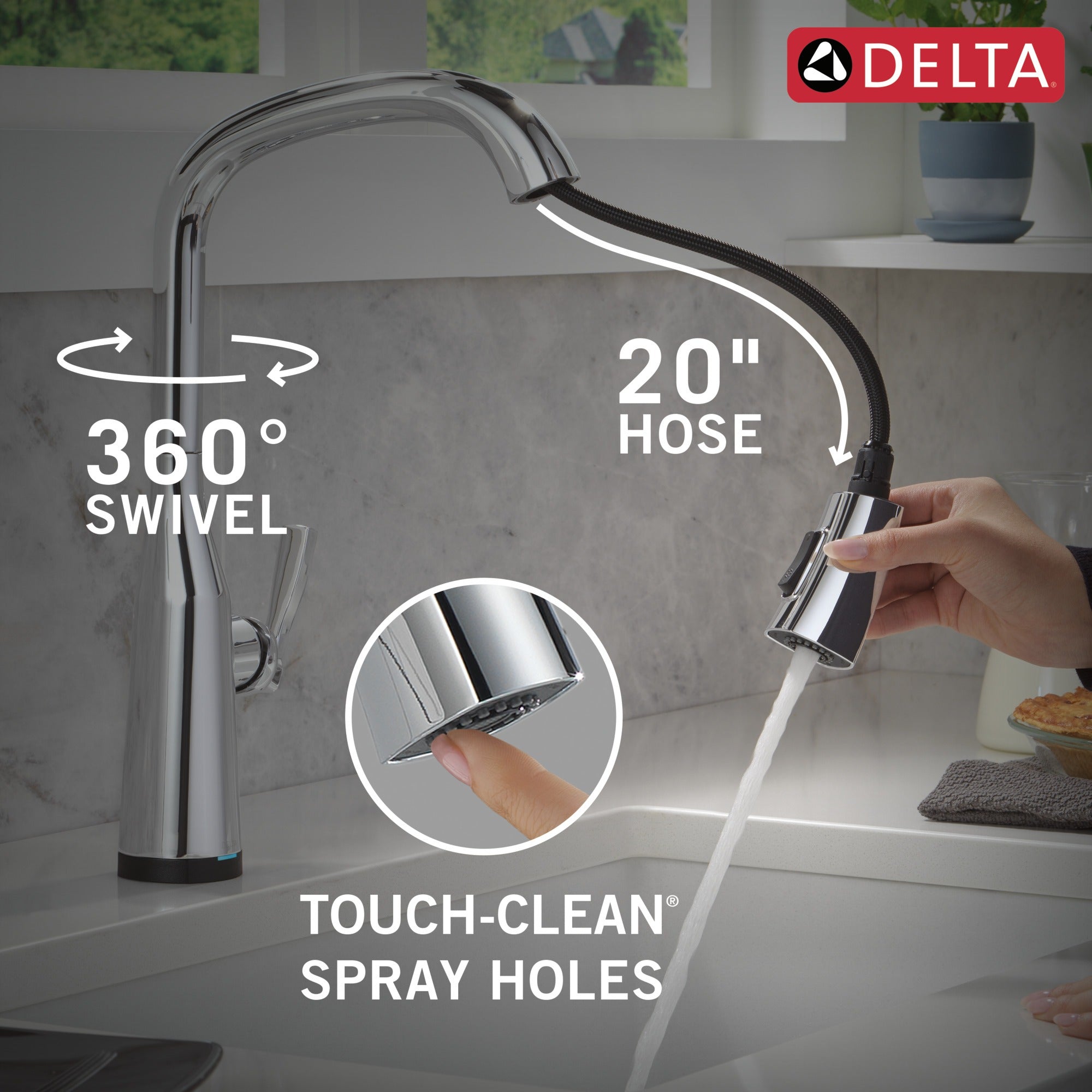 Delta Stryke® Touch<sub>2</sub>O® Technology Kitchen Faucet with Touchless Technology