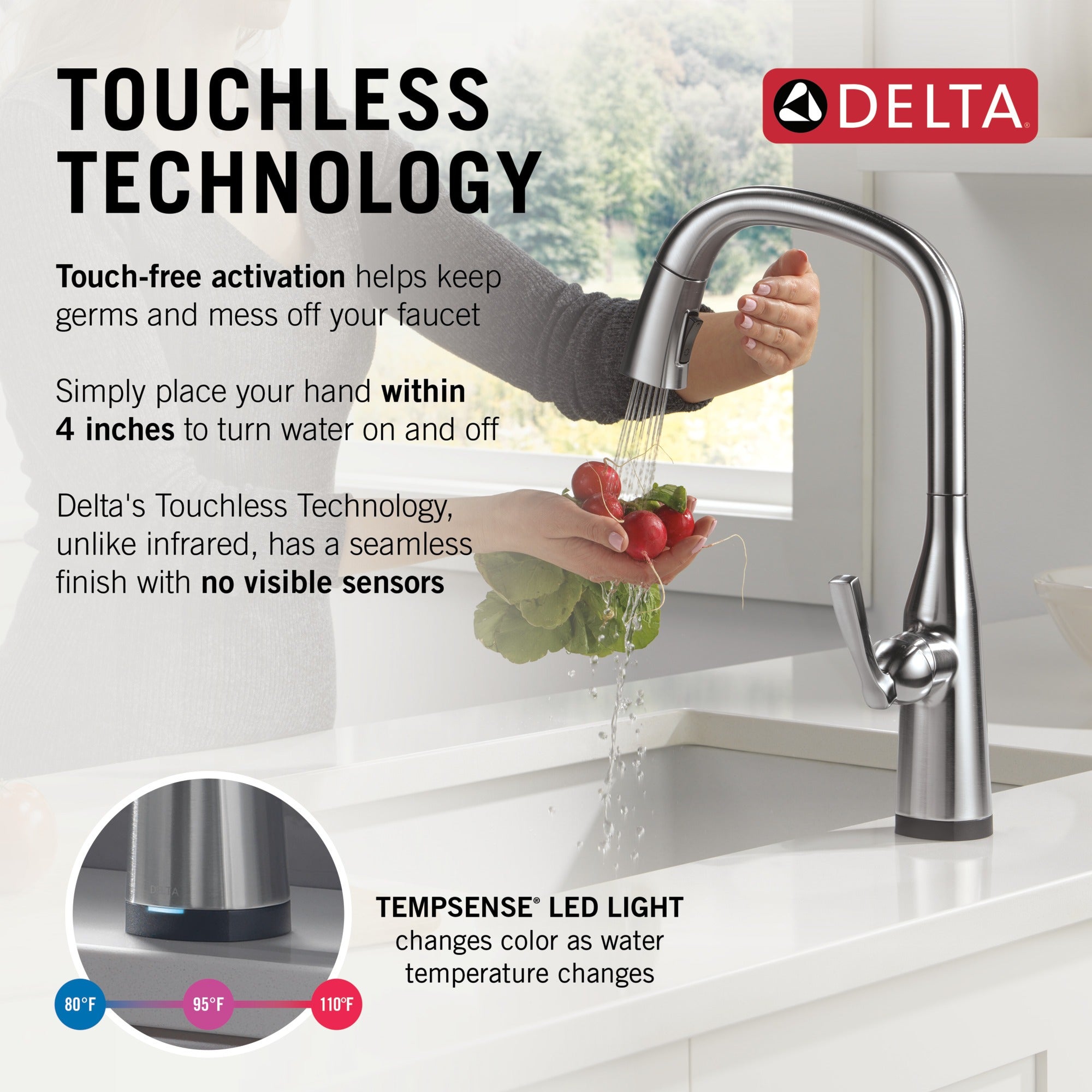 Delta Stryke® VoiceIQ® Single Handle Pull-Down Faucet with Touch<sub>2</sub>O® Technology