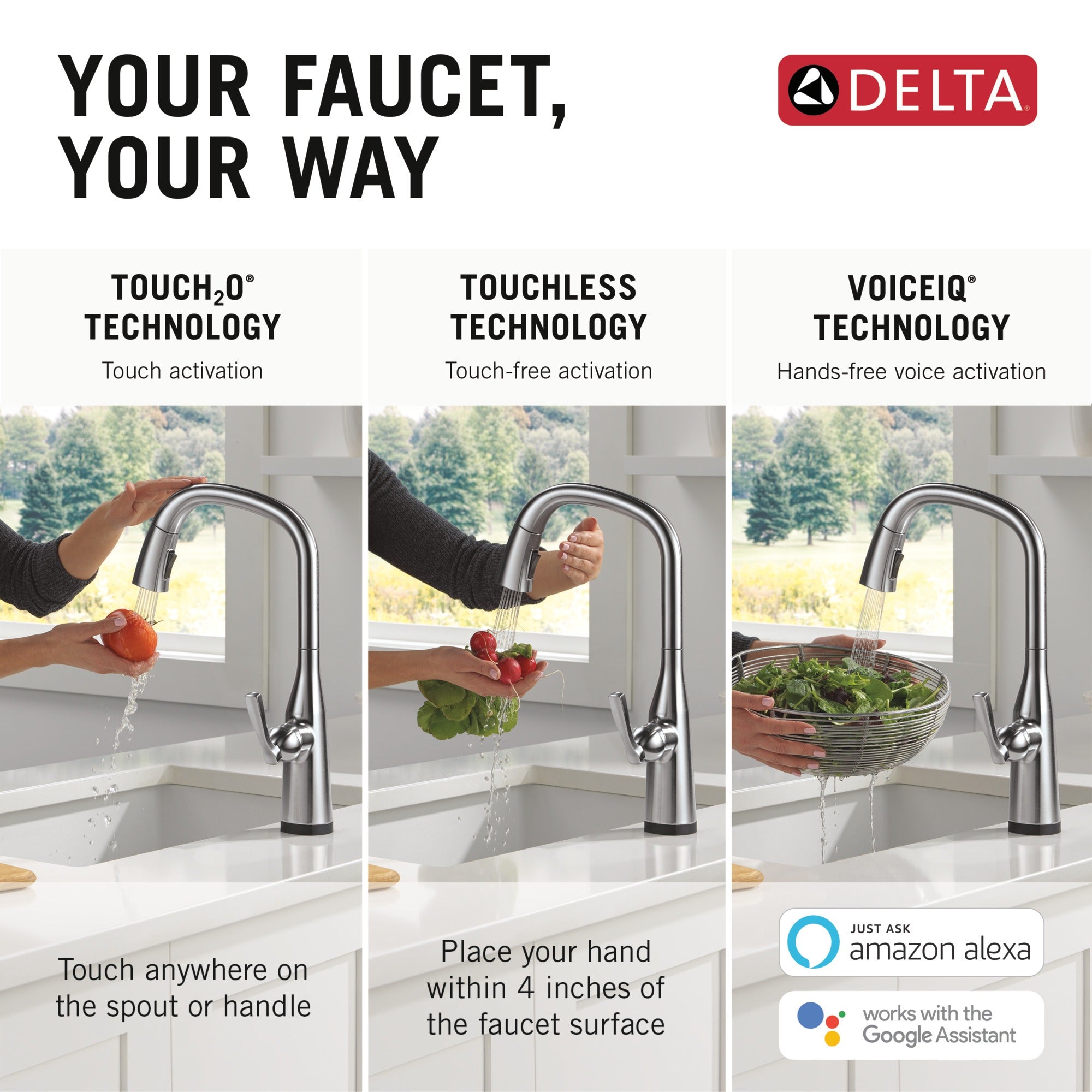 Delta Stryke® VoiceIQ® Single Handle Pull-Down Faucet with Touch<sub>2</sub>O® Technology