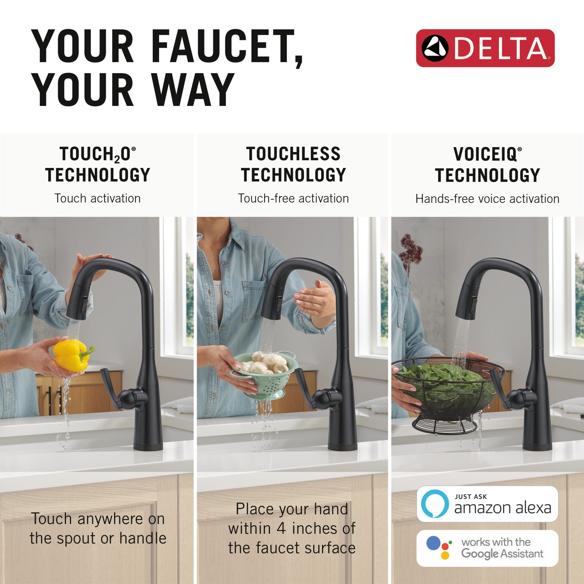 Delta Stryke® VoiceIQ® Single Handle Pull-Down Faucet with Touch<sub>2</sub>O® Technology