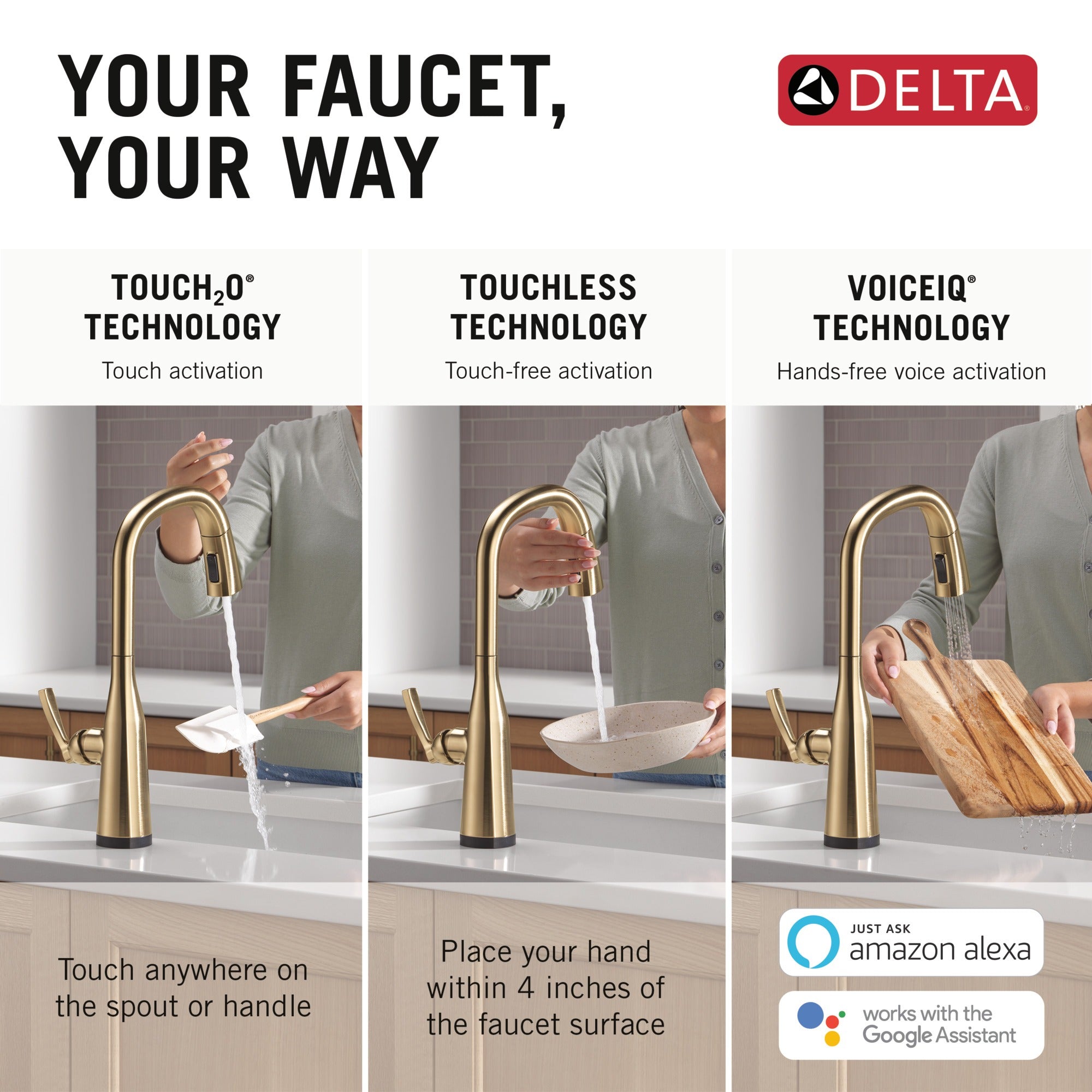 Delta Stryke® VoiceIQ® Single Handle Pull-Down Faucet with Touch<sub>2</sub>O® Technology