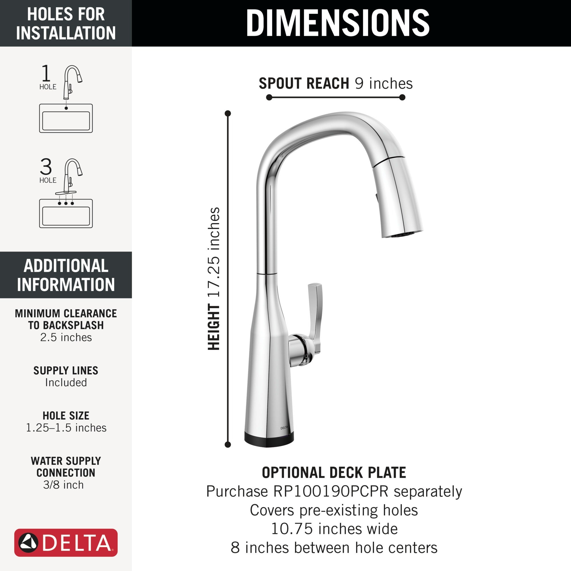 Delta Stryke® VoiceIQ® Single Handle Pull-Down Faucet with Touch<sub>2</sub>O® Technology