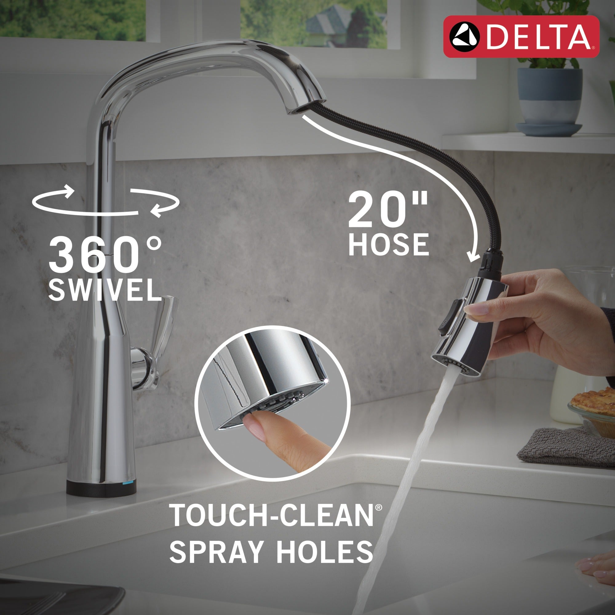 Delta Stryke® VoiceIQ® Single Handle Pull-Down Faucet with Touch<sub>2</sub>O® Technology