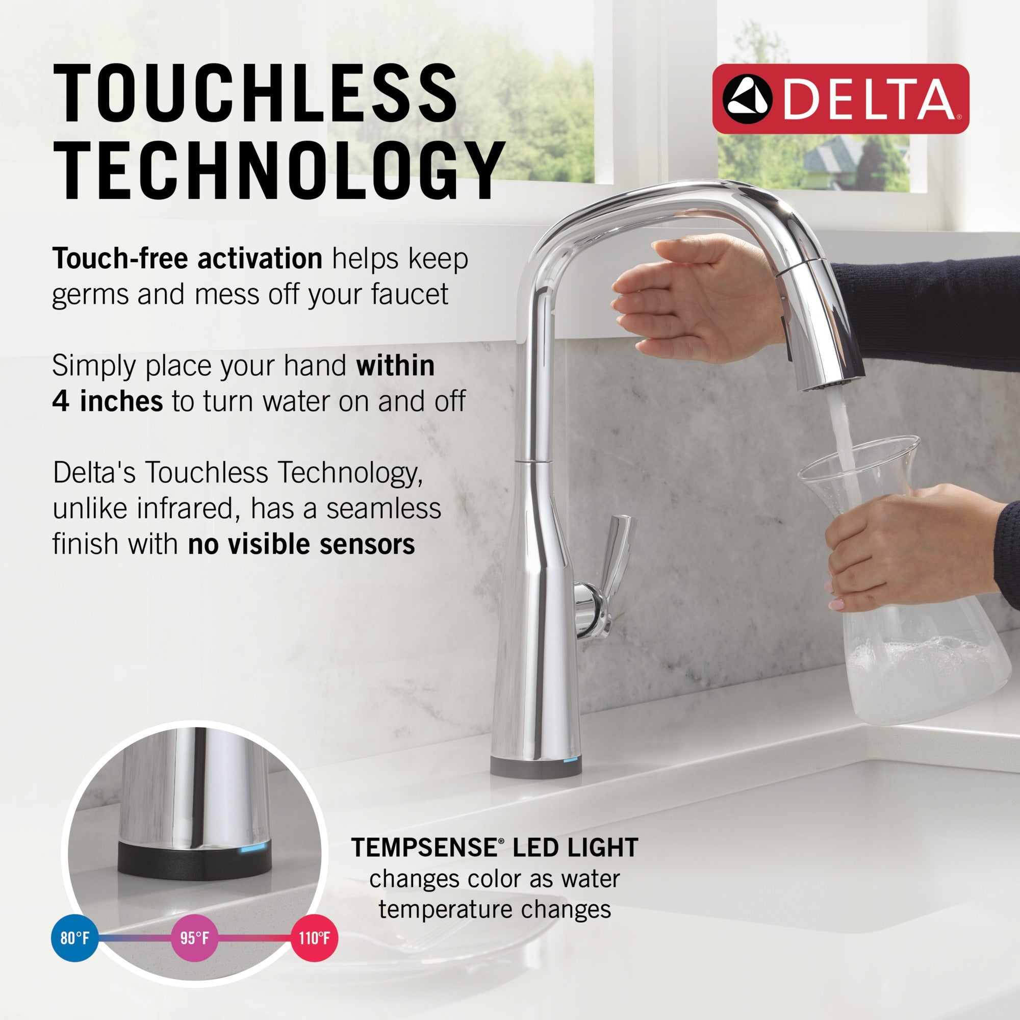Delta Stryke® VoiceIQ® Single Handle Pull-Down Faucet with Touch<sub>2</sub>O® Technology