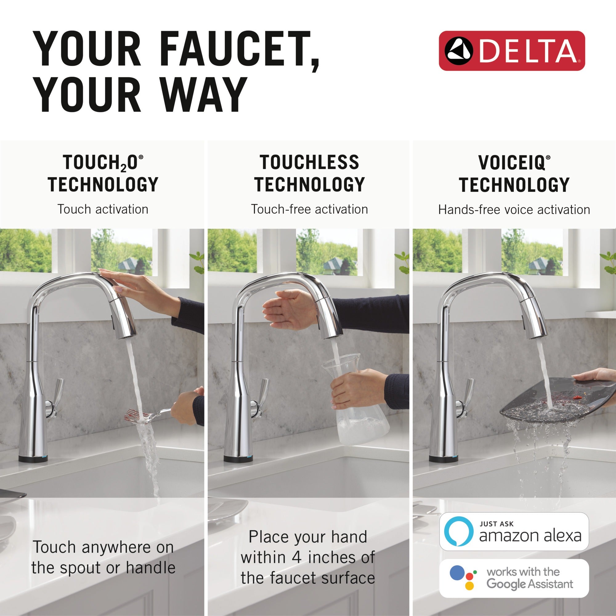Delta Stryke® VoiceIQ® Single Handle Pull-Down Faucet with Touch<sub>2</sub>O® Technology