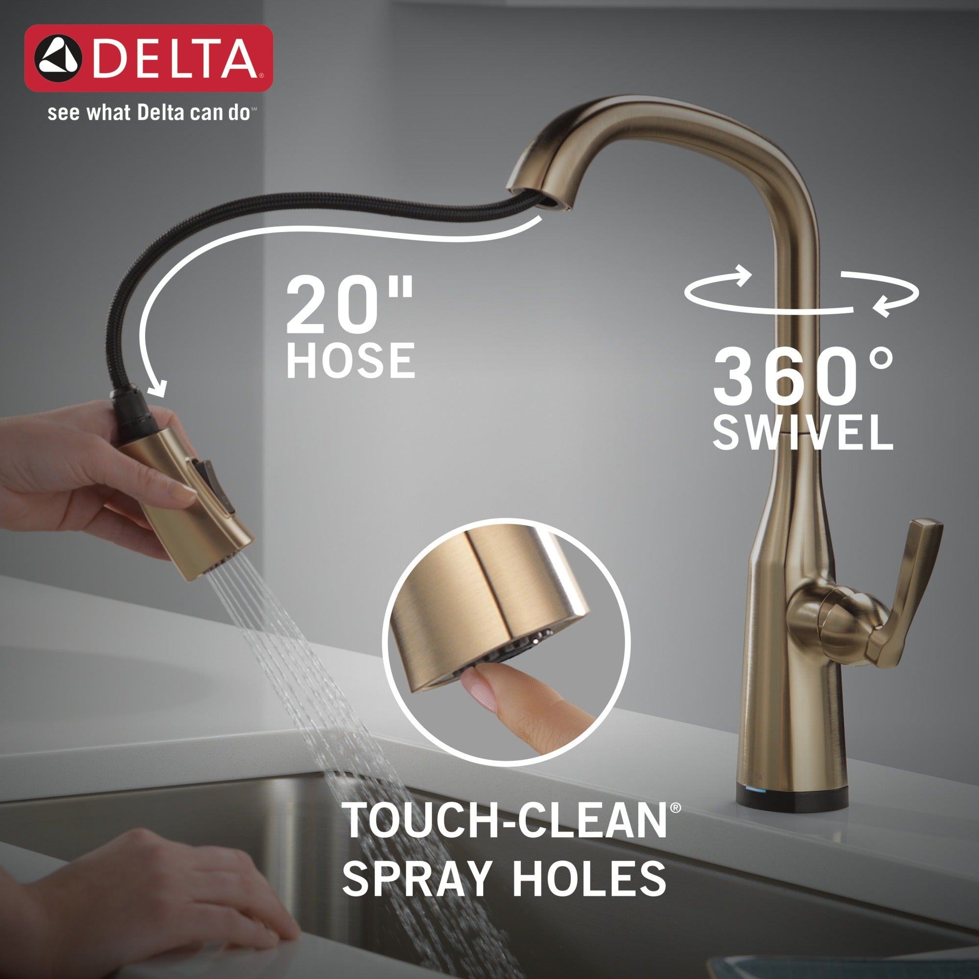 Delta Stryke® Touch<sub>2</sub>O® Pull-Down Kitchen w/ Voice