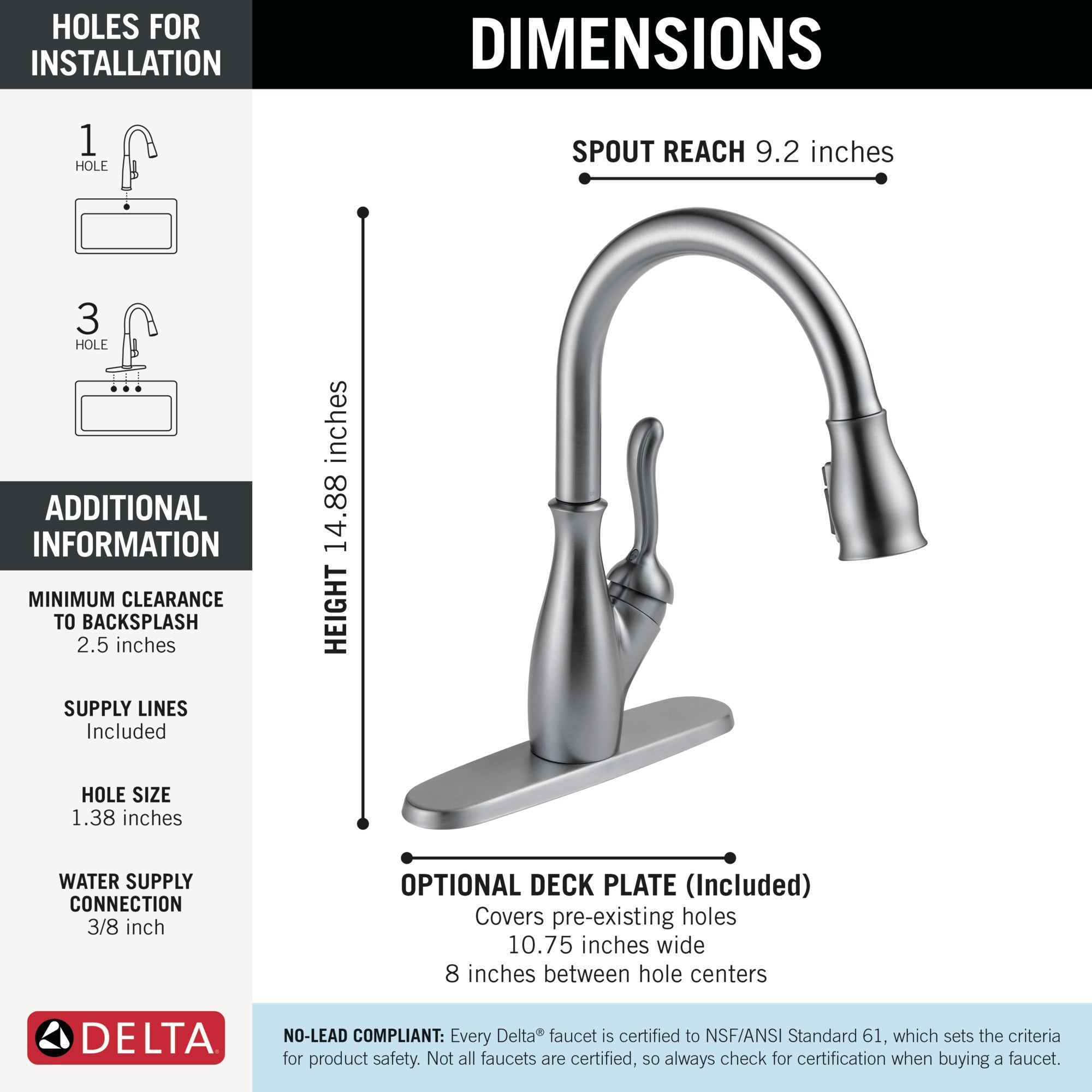 Delta Leland® Single Handle Pull-Down Kitchen Faucet with ShieldSpray® Technology