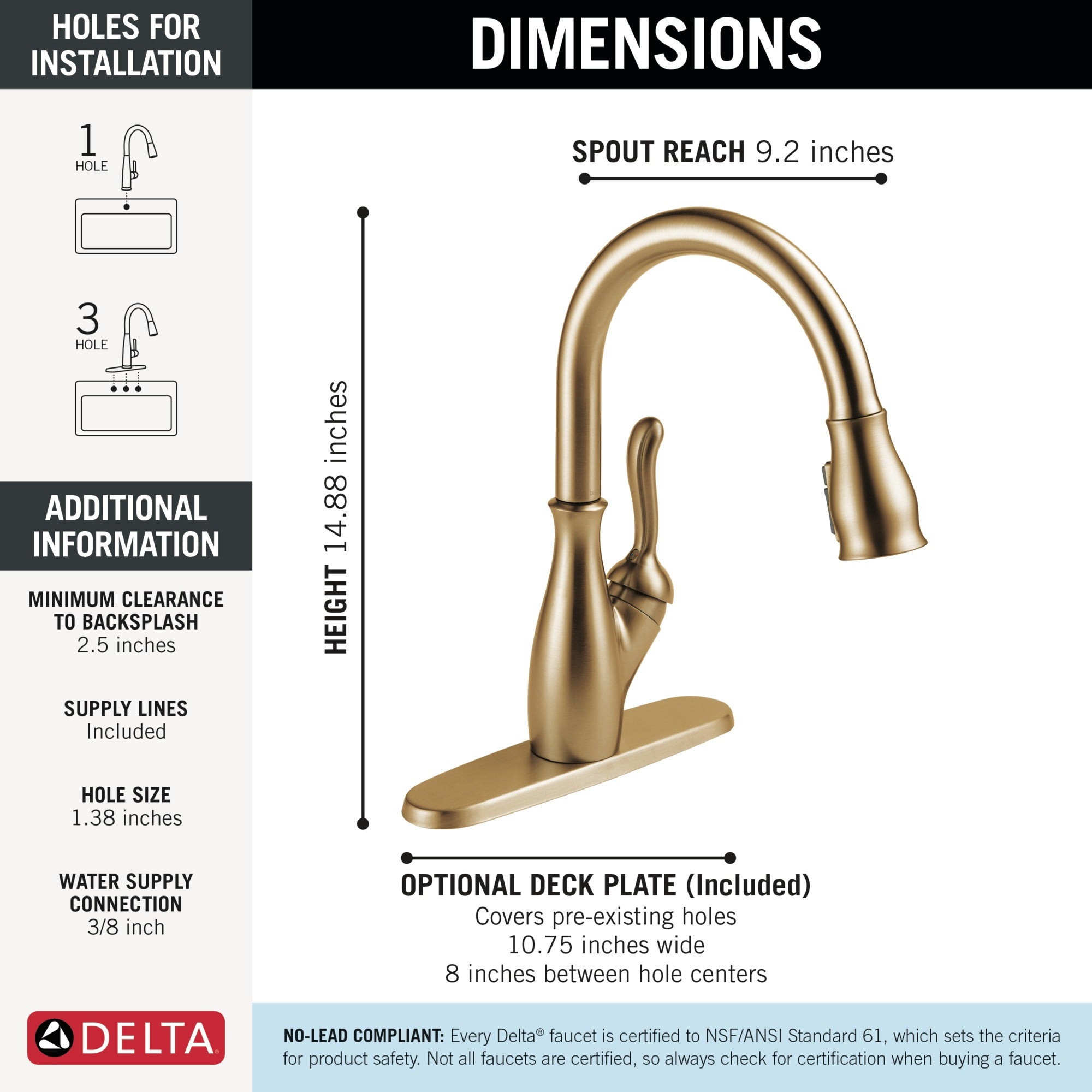 Delta Leland® Single Handle Pull-Down Kitchen Faucet with ShieldSpray® Technology