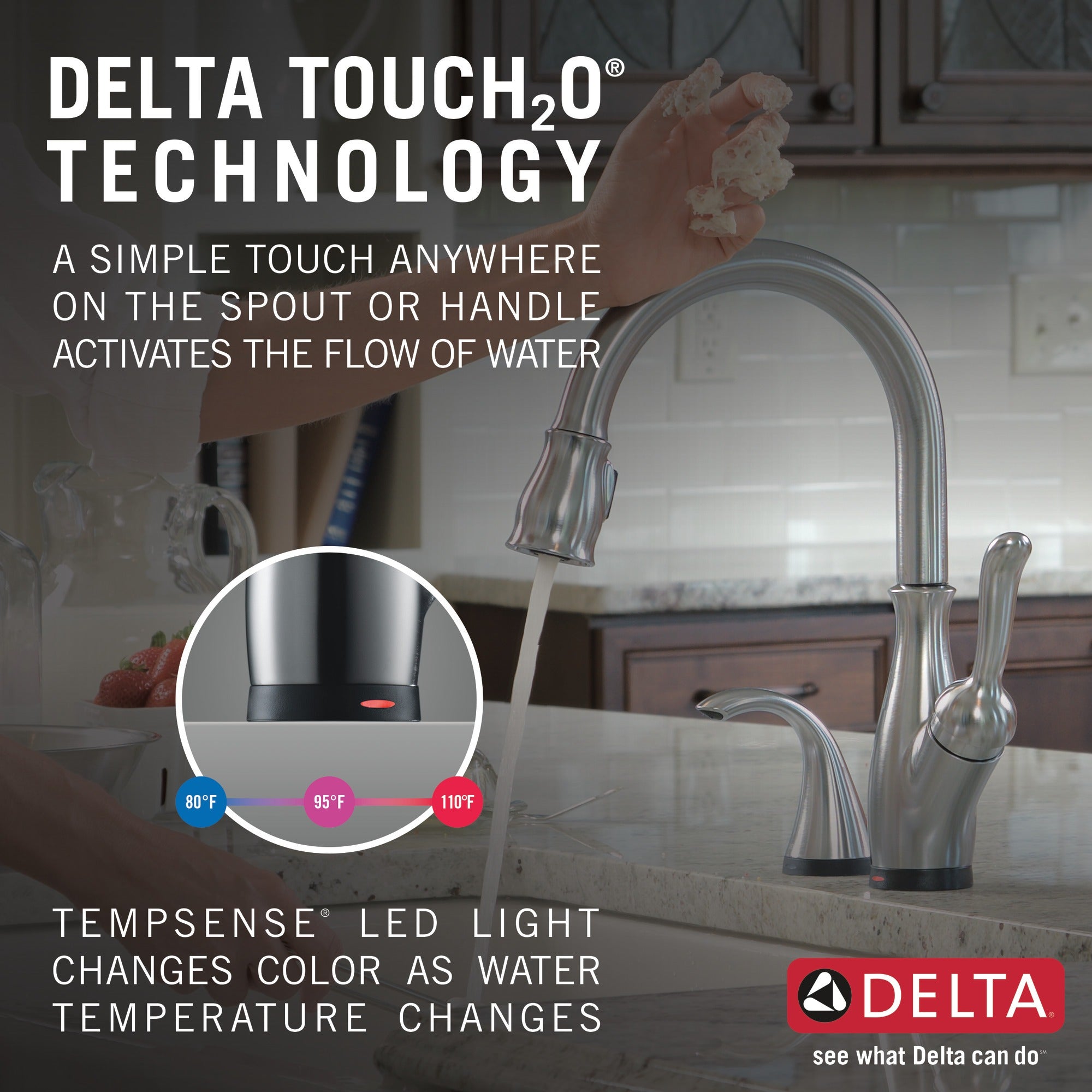 Delta Leland® Single Handle Pull-Down Kitchen Faucet with Touch<sub>2</sub>O® and ShieldSpray® Technologies