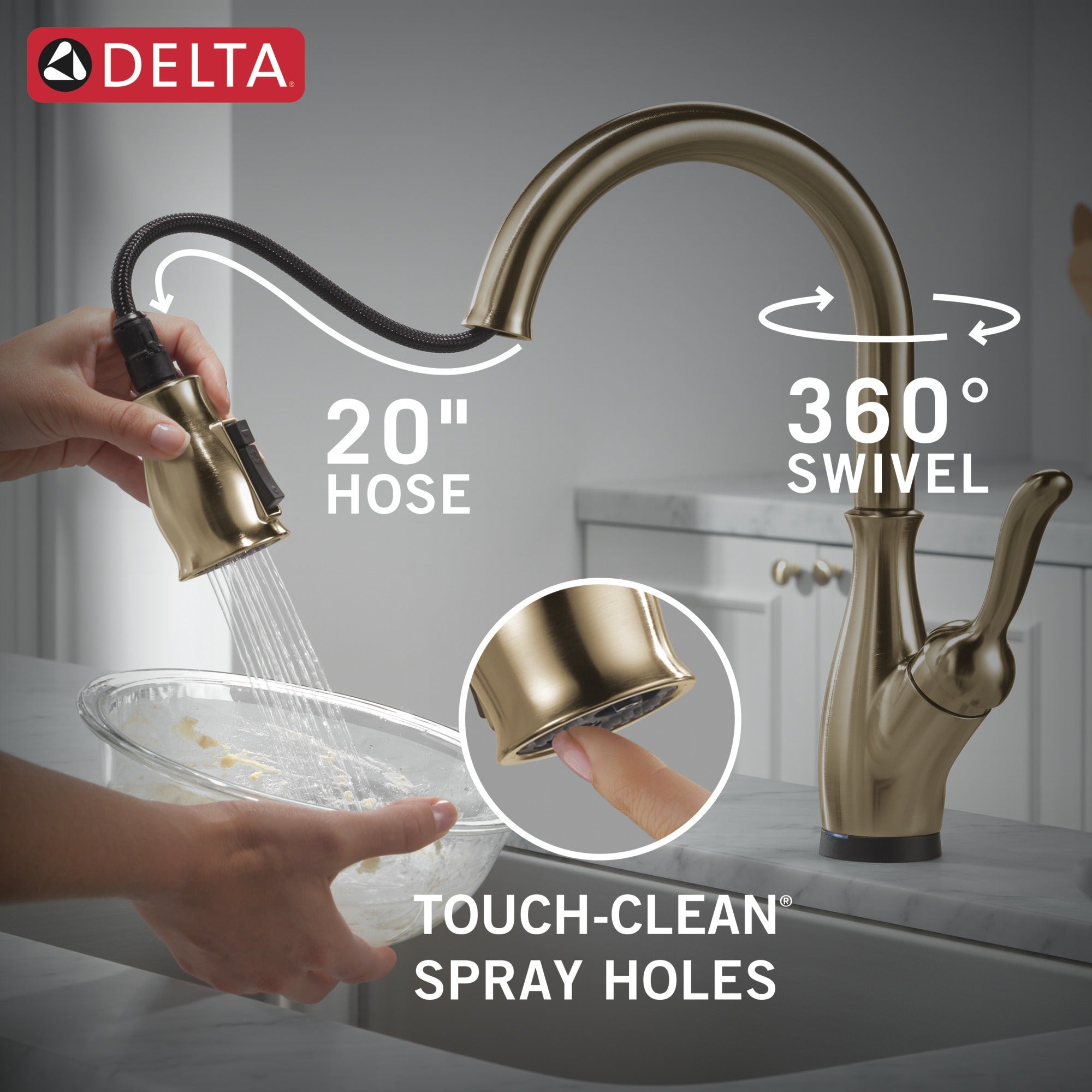 Delta Leland® Single Handle Pull-Down Kitchen Faucet with Touch<sub>2</sub>O® Technology Technology