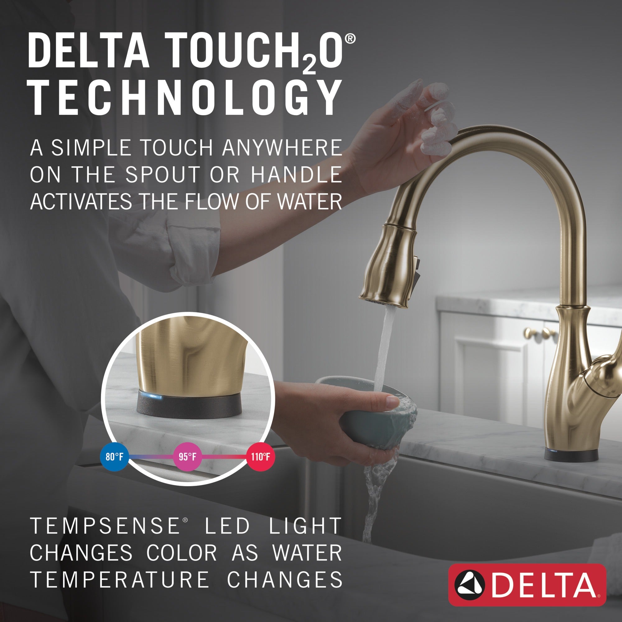 Delta Leland® Single Handle Pull-Down Kitchen Faucet with Touch<sub>2</sub>O® Technology Technology
