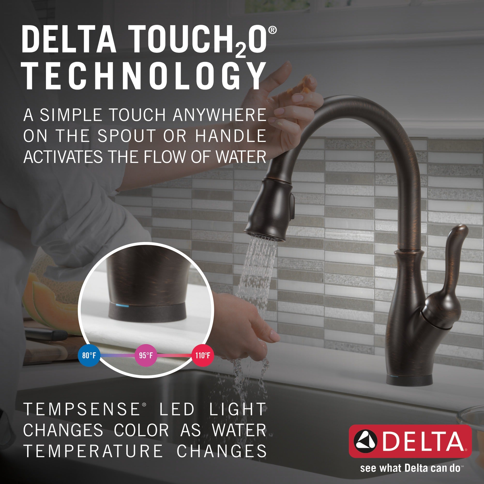 Delta Leland® Single Handle Pull-Down Kitchen Faucet with Touch<sub>2</sub>O® and ShieldSpray® Technologies