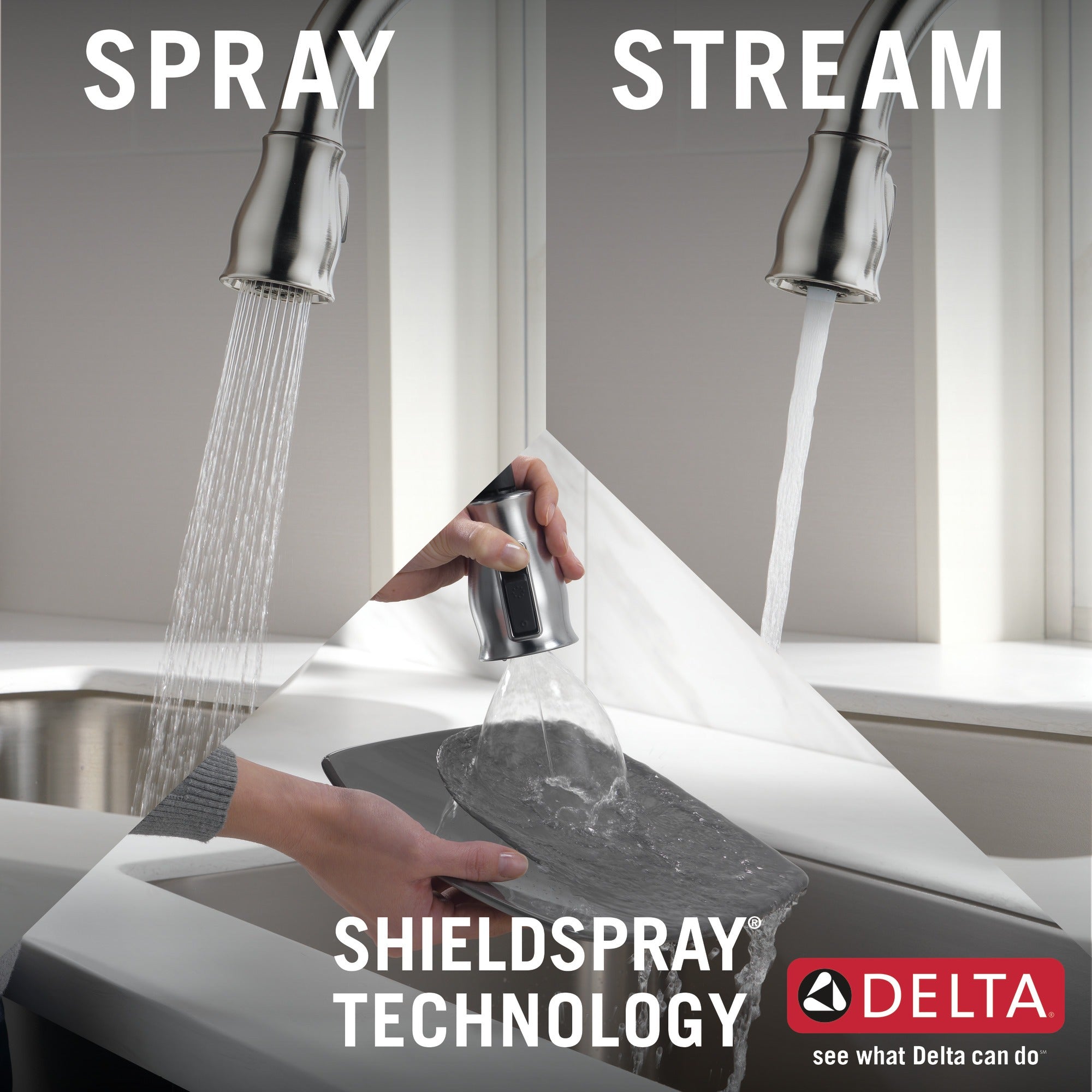 Delta Leland® Single Handle Pull-Down Kitchen Faucet with Touch<sub>2</sub>O® and ShieldSpray® Technologies