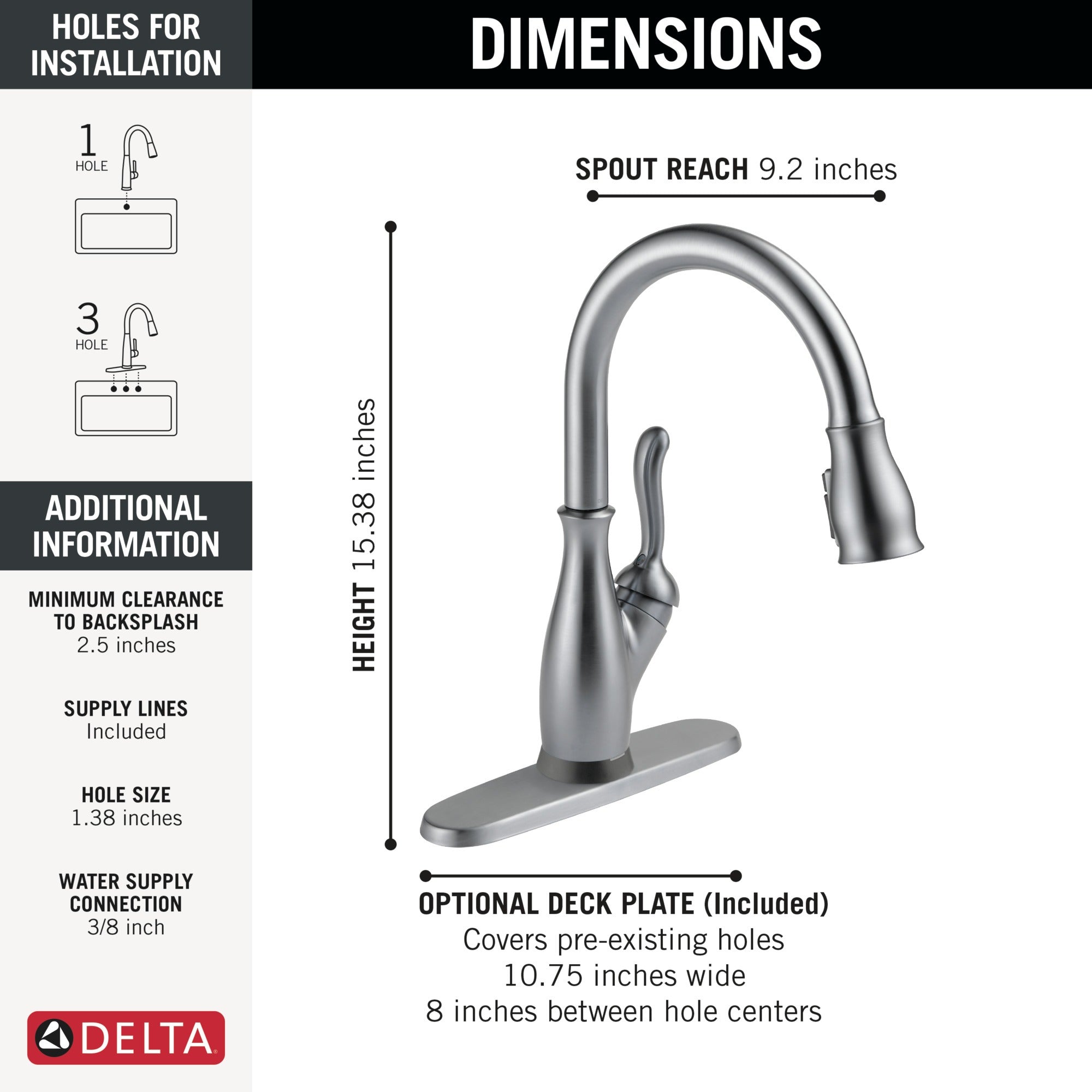 Delta Leland® Touch<sub>2</sub>O® Technology Kitchen Faucet with Touchless Technology