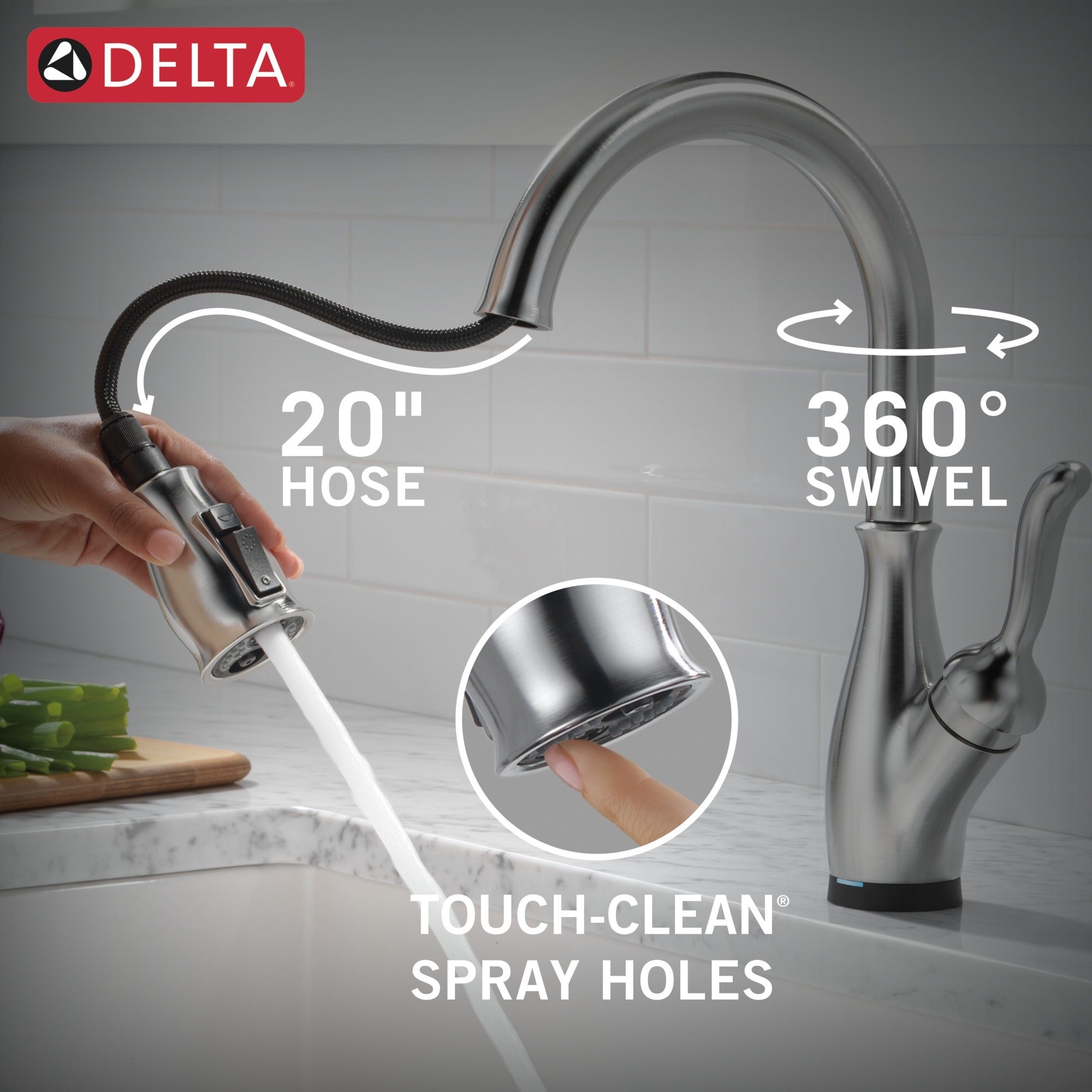 Delta Leland® Touch<sub>2</sub>O® Technology Kitchen Faucet with Touchless Technology