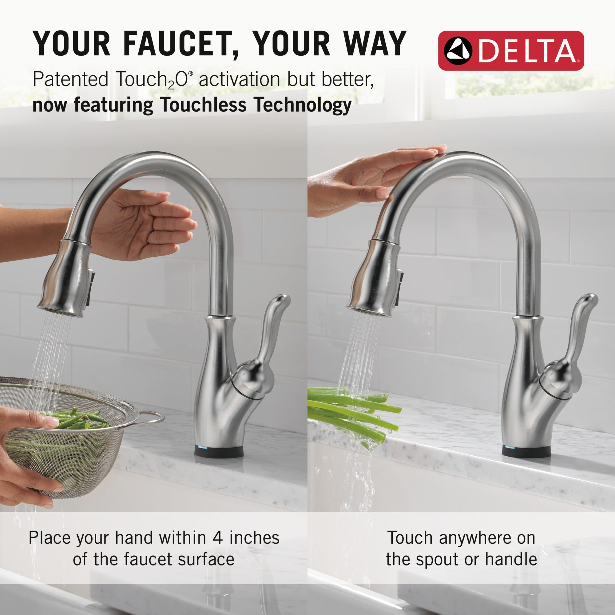 Delta Leland® Touch<sub>2</sub>O® Technology Kitchen Faucet with Touchless Technology