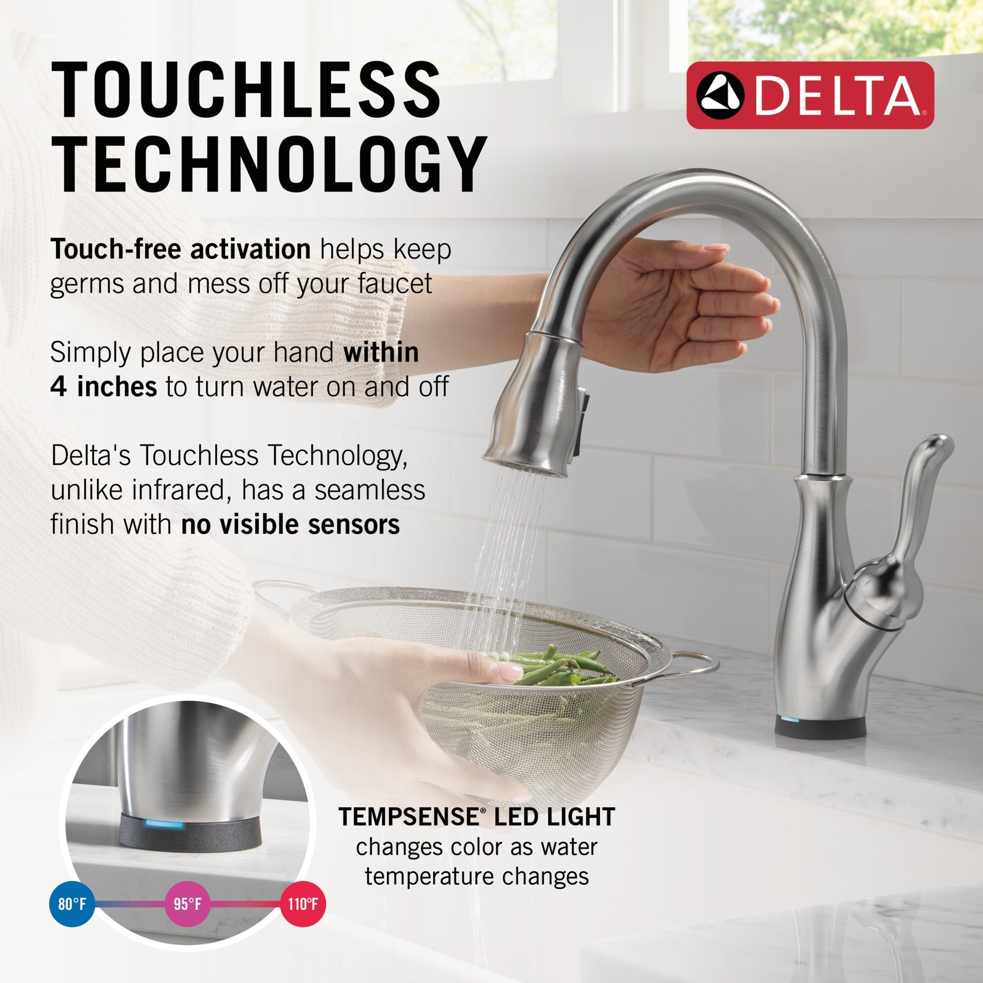 Delta Leland® Touch<sub>2</sub>O® Technology Kitchen Faucet with Touchless Technology