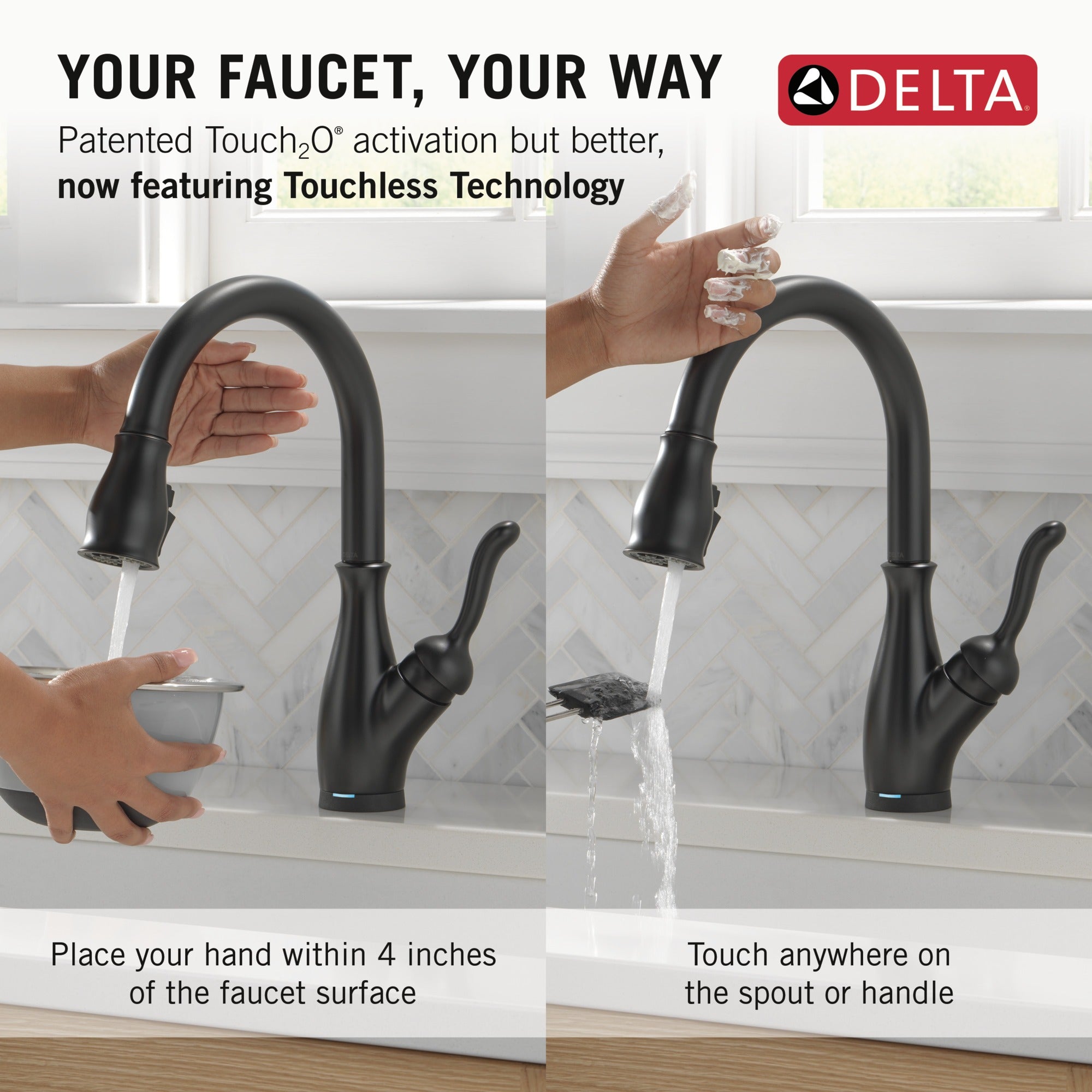 Delta Leland® Touch<sub>2</sub>O® Technology Kitchen Faucet with Touchless Technology