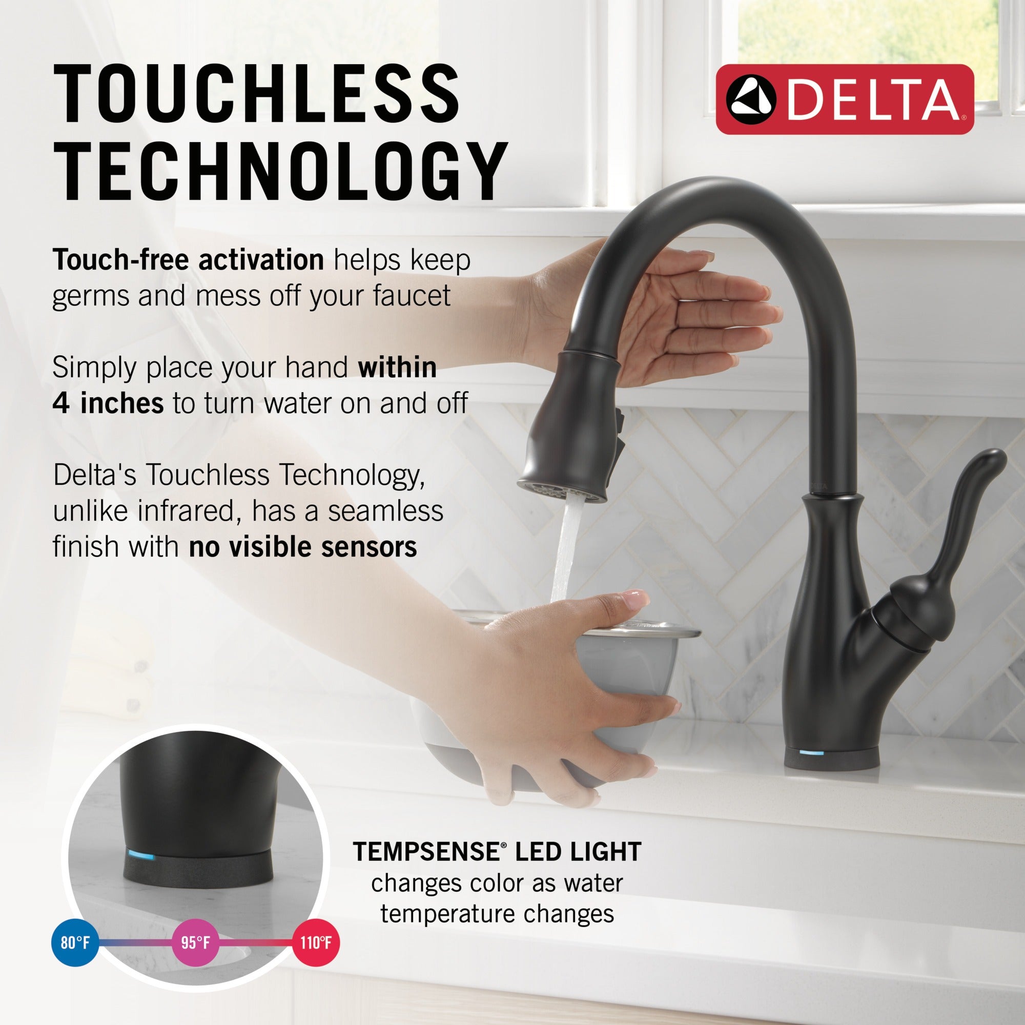 Delta Leland® Touch<sub>2</sub>O® Technology Kitchen Faucet with Touchless Technology