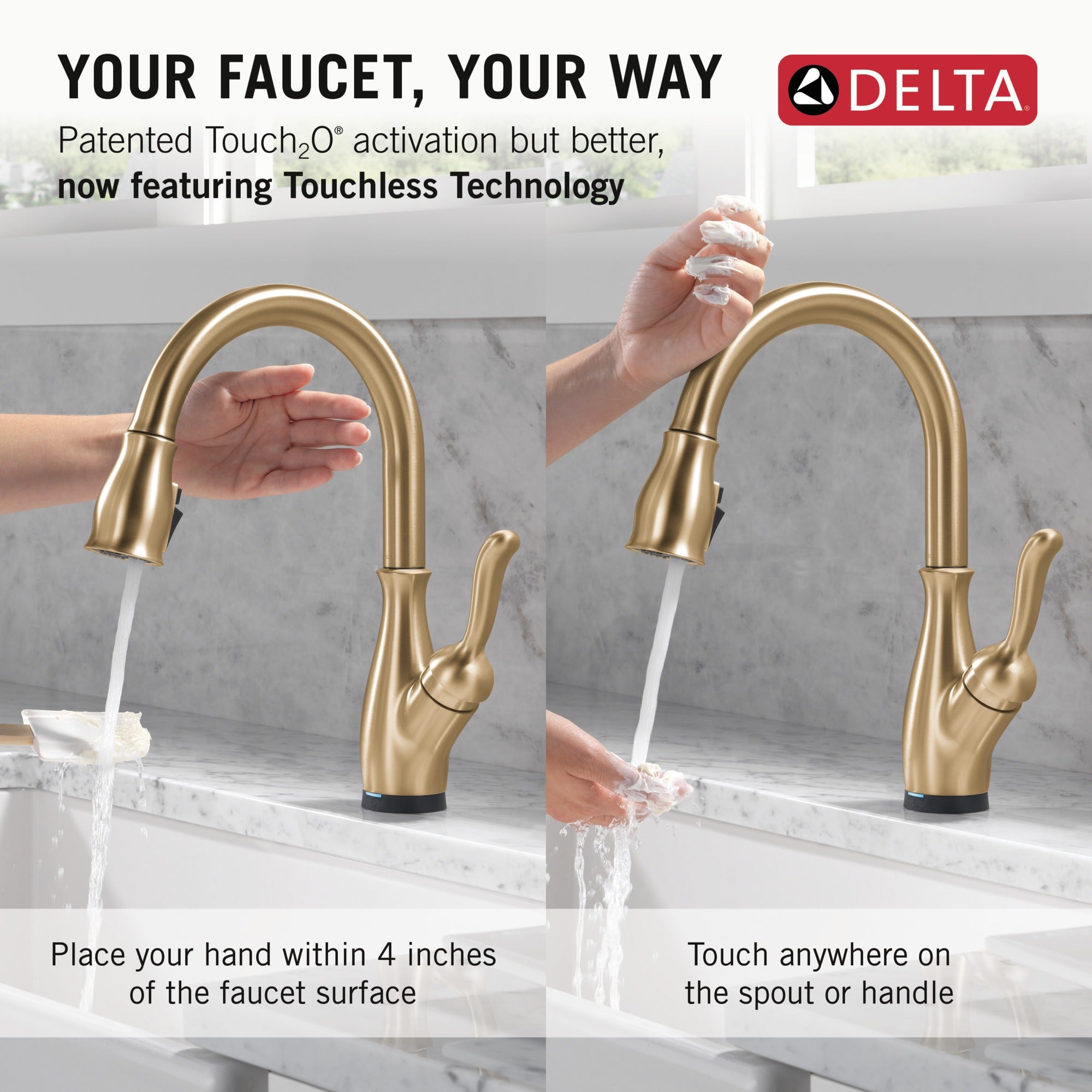 Delta Leland® Touch<sub>2</sub>O® Technology Kitchen Faucet with Touchless Technology