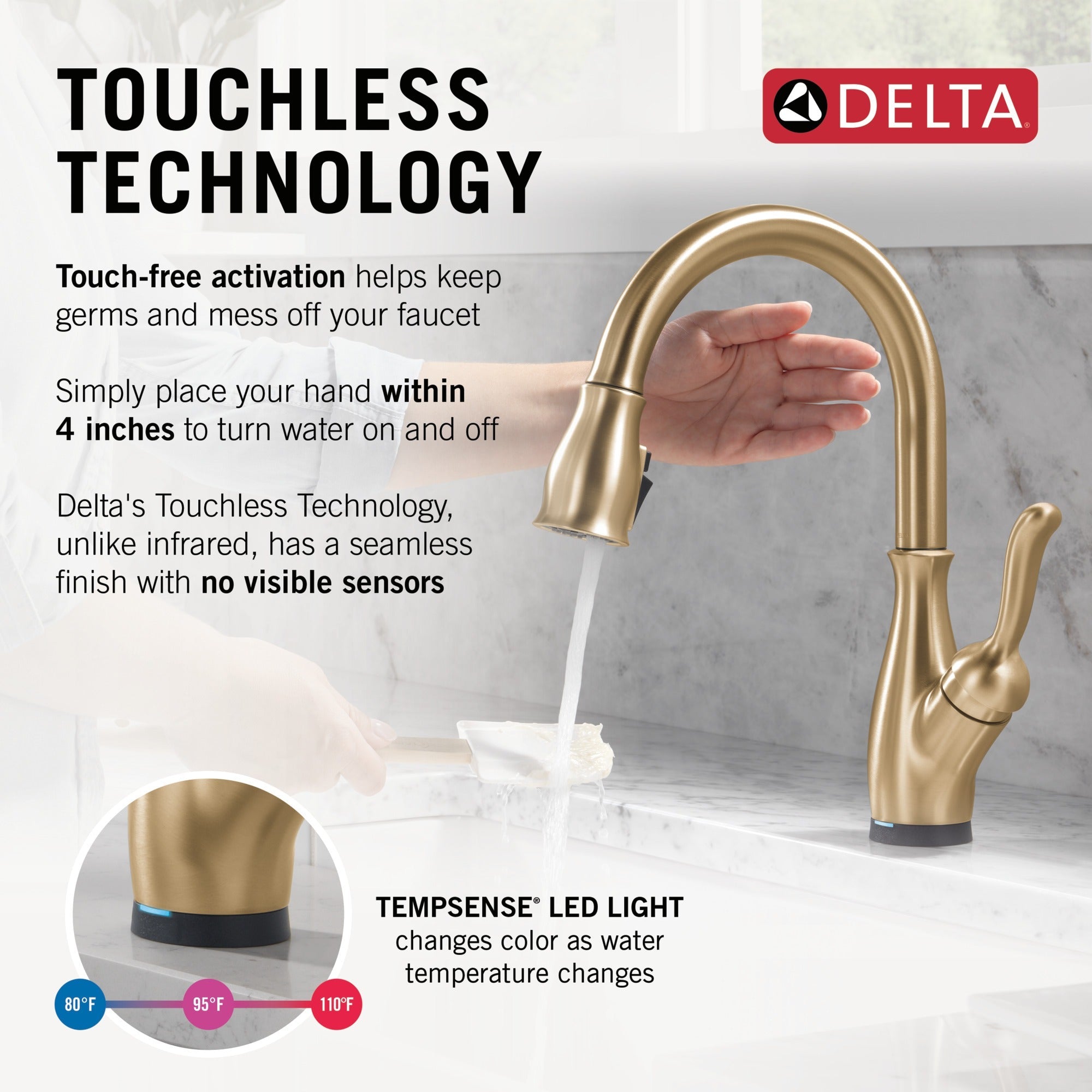 Delta Leland® Touch<sub>2</sub>O® Technology Kitchen Faucet with Touchless Technology