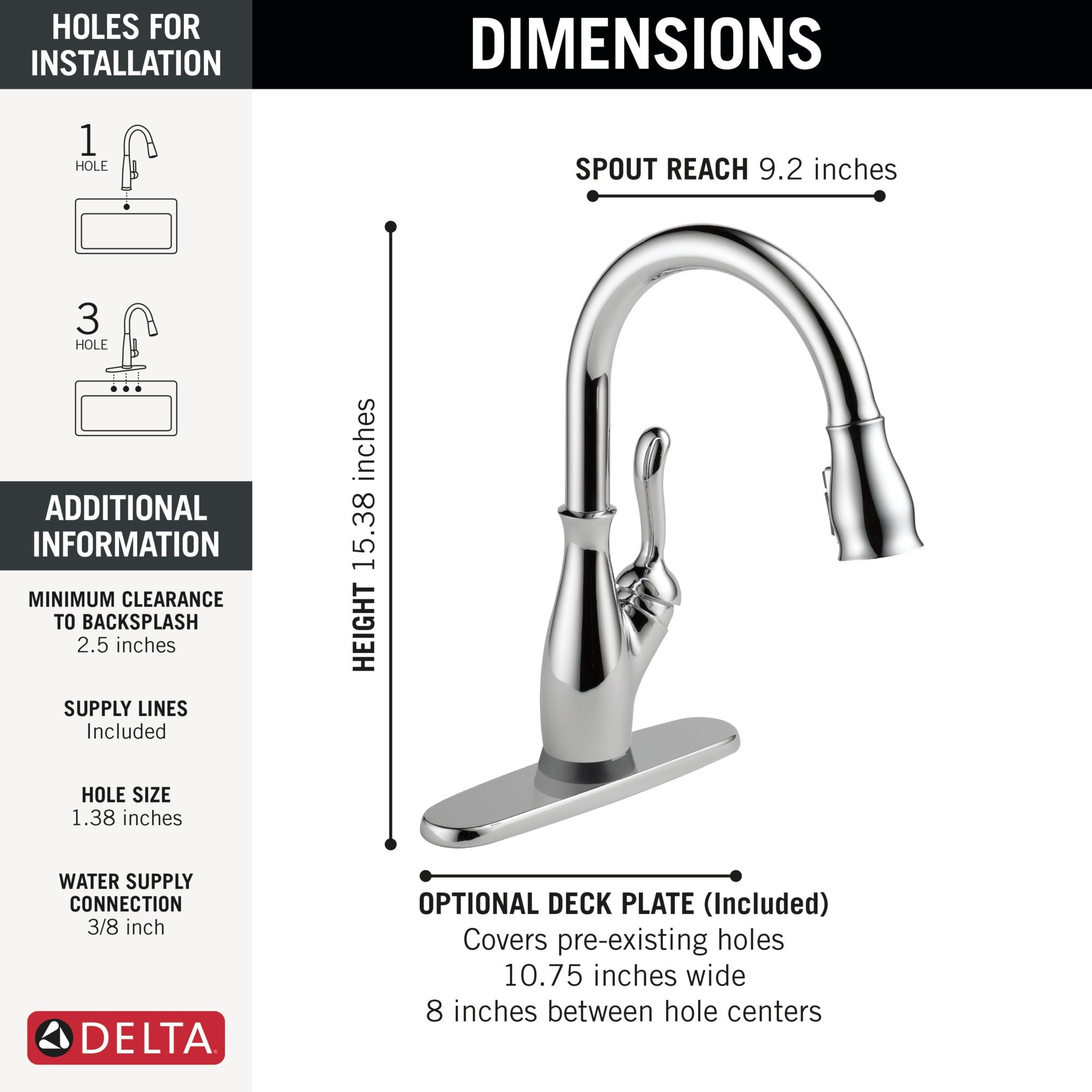 Delta Leland® Touch<sub>2</sub>O® Technology Kitchen Faucet with Touchless Technology