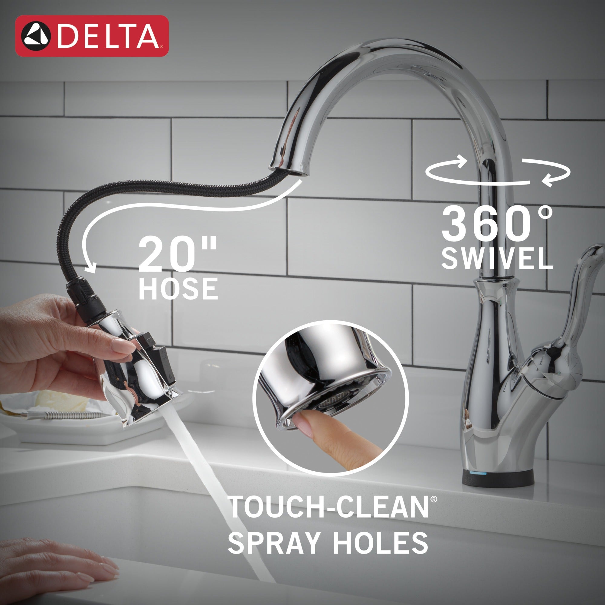 Delta Leland® Touch<sub>2</sub>O® Technology Kitchen Faucet with Touchless Technology