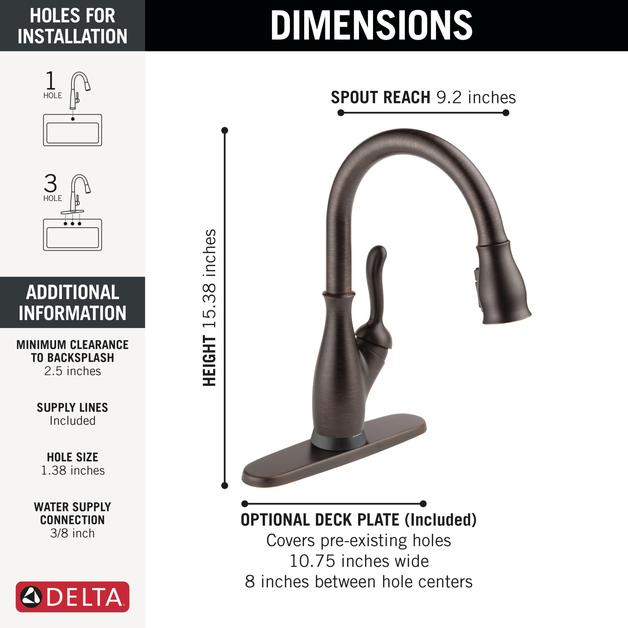 Delta Leland® Touch<sub>2</sub>O® Technology Kitchen Faucet with Touchless Technology