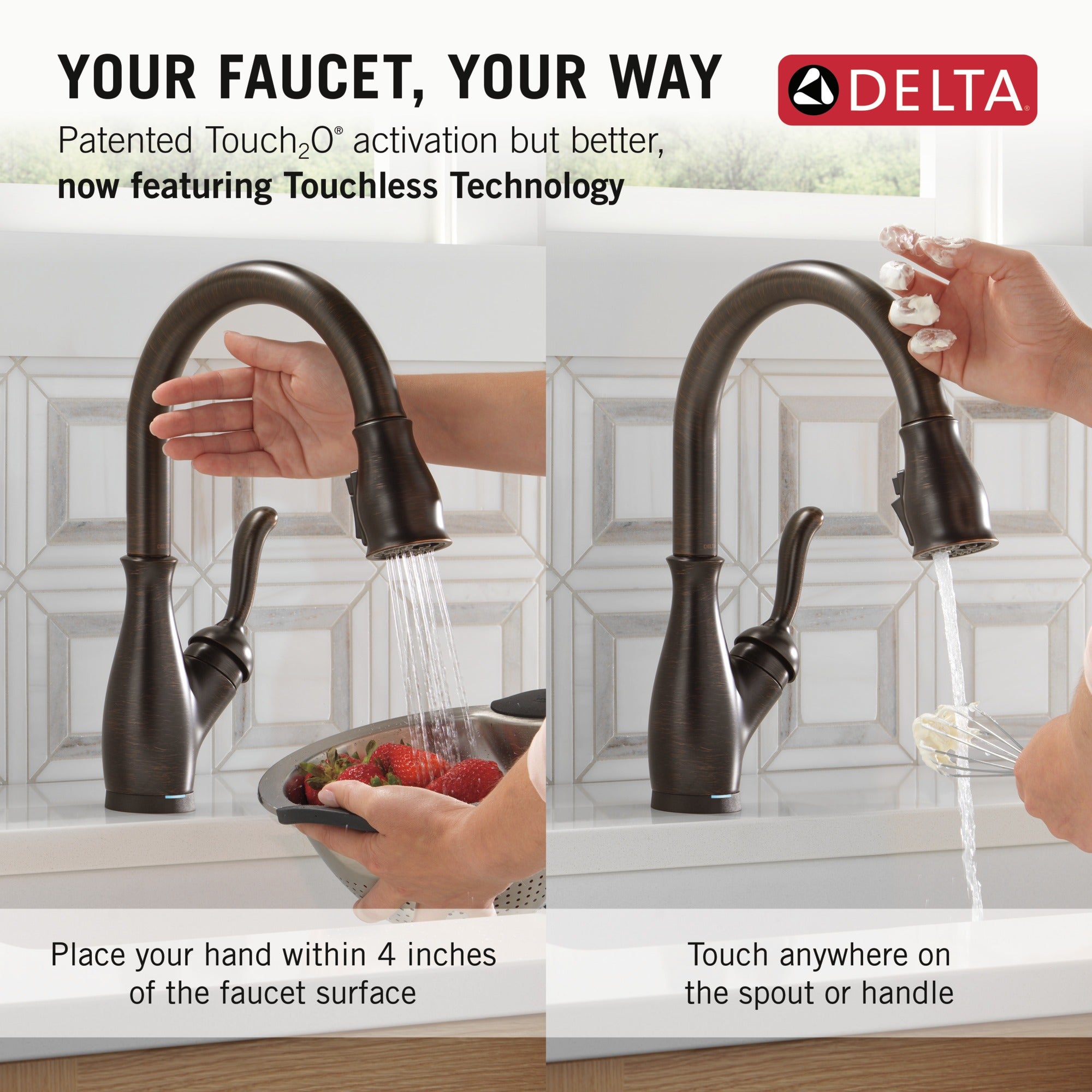 Delta Leland® Touch<sub>2</sub>O® Technology Kitchen Faucet with Touchless Technology