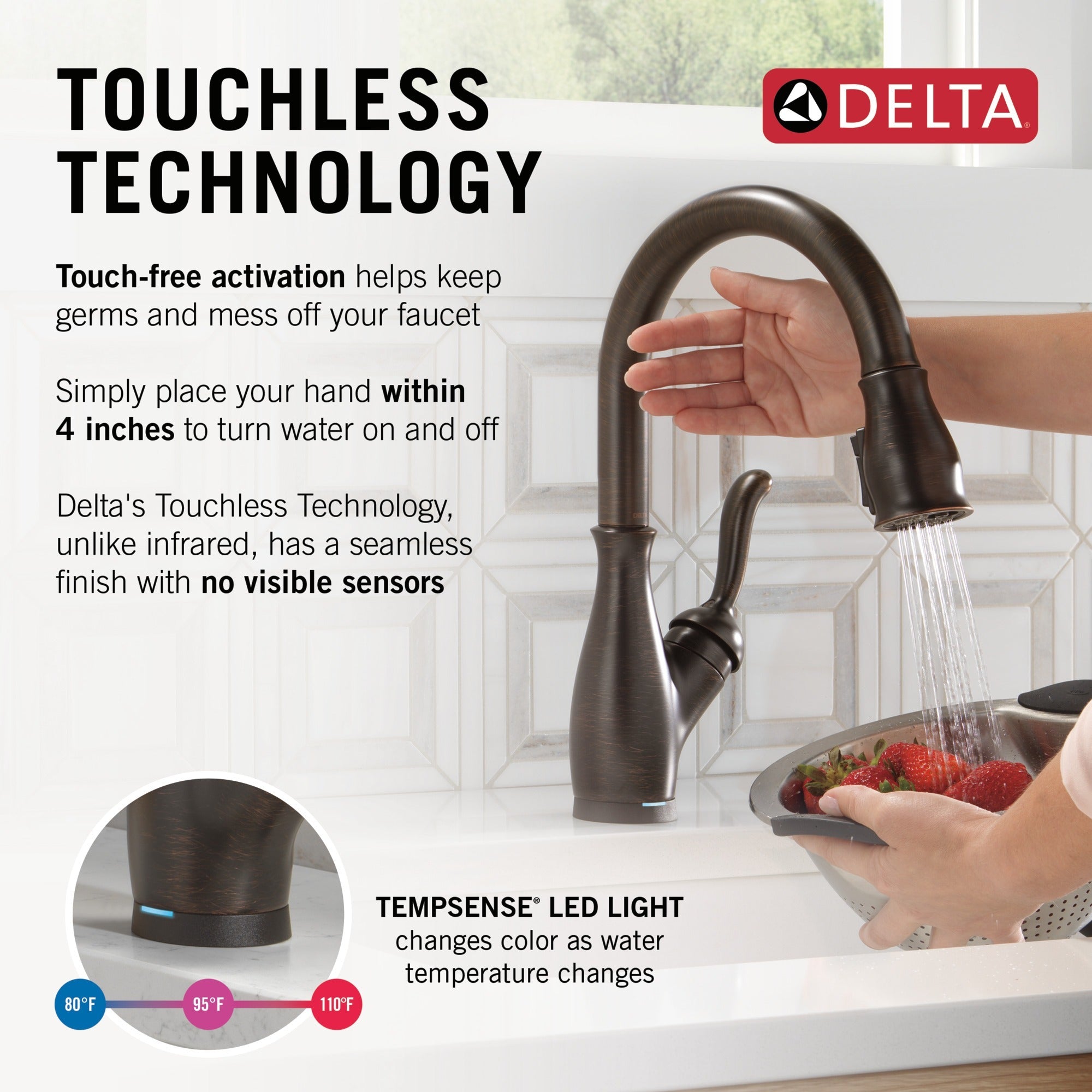 Delta Leland® Touch<sub>2</sub>O® Technology Kitchen Faucet with Touchless Technology