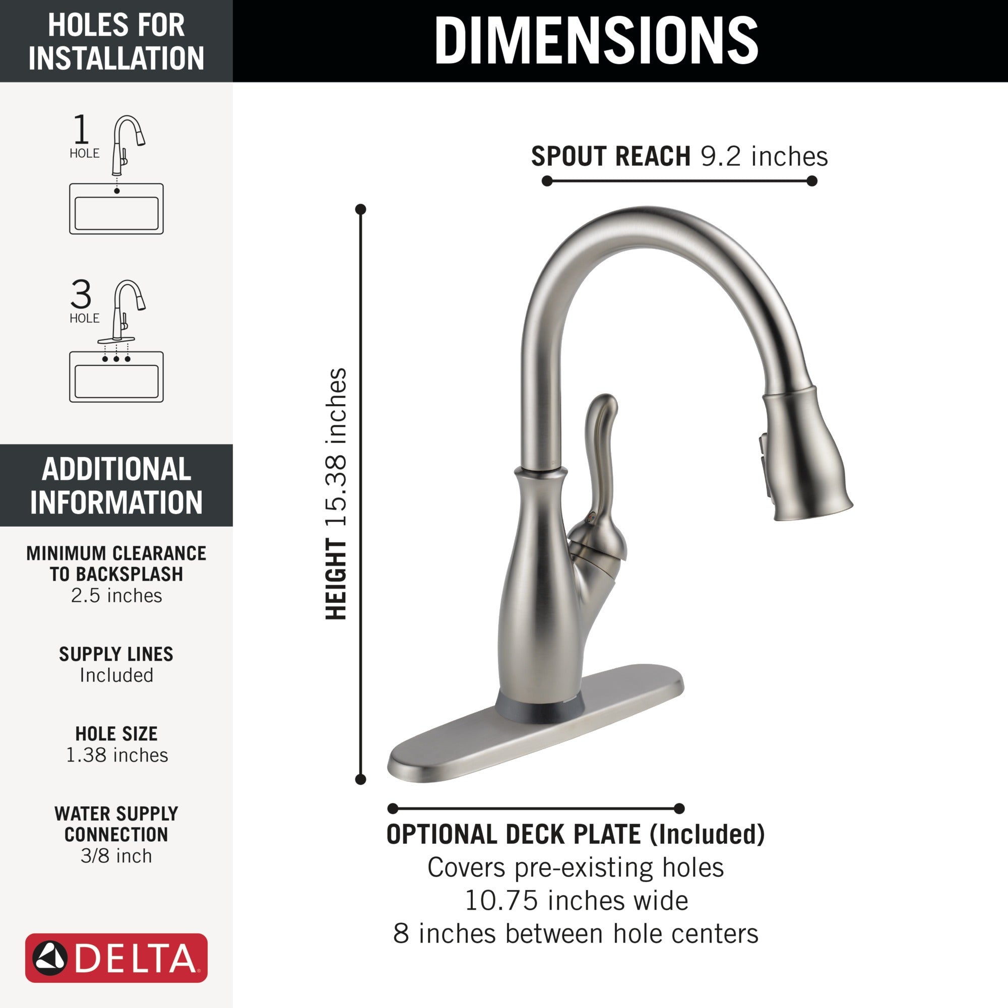 Delta Leland® Touch<sub>2</sub>O® Technology Kitchen Faucet with Touchless Technology