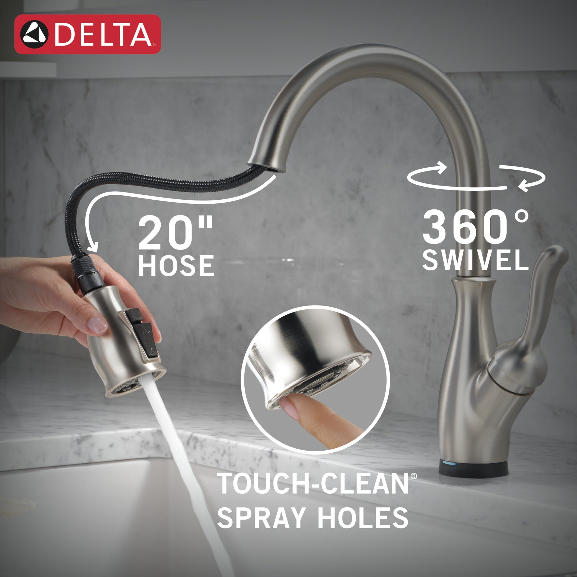 Delta Leland® Touch<sub>2</sub>O® Technology Kitchen Faucet with Touchless Technology