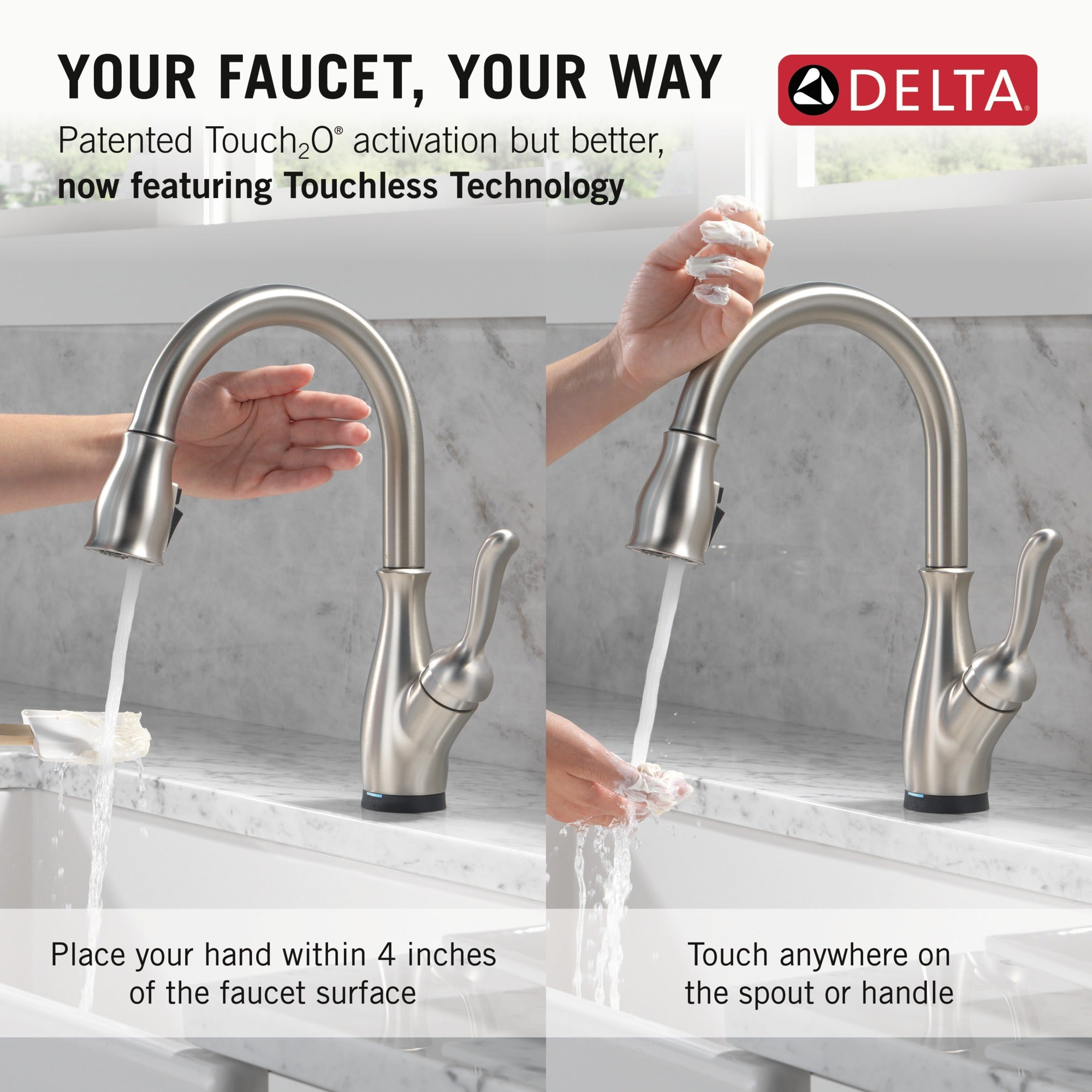 Delta Leland® Touch<sub>2</sub>O® Technology Kitchen Faucet with Touchless Technology